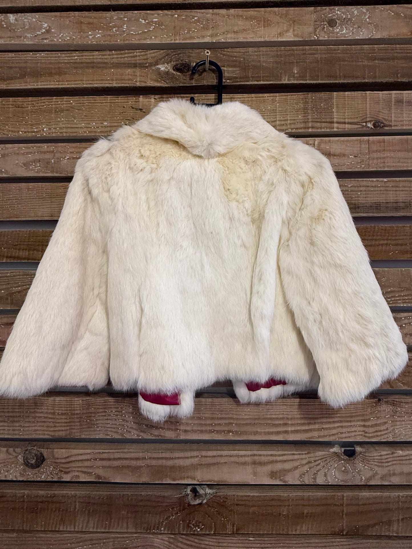 Vintage 60s white Coney Fur cape style Jacket. Size 8-10. Wedding