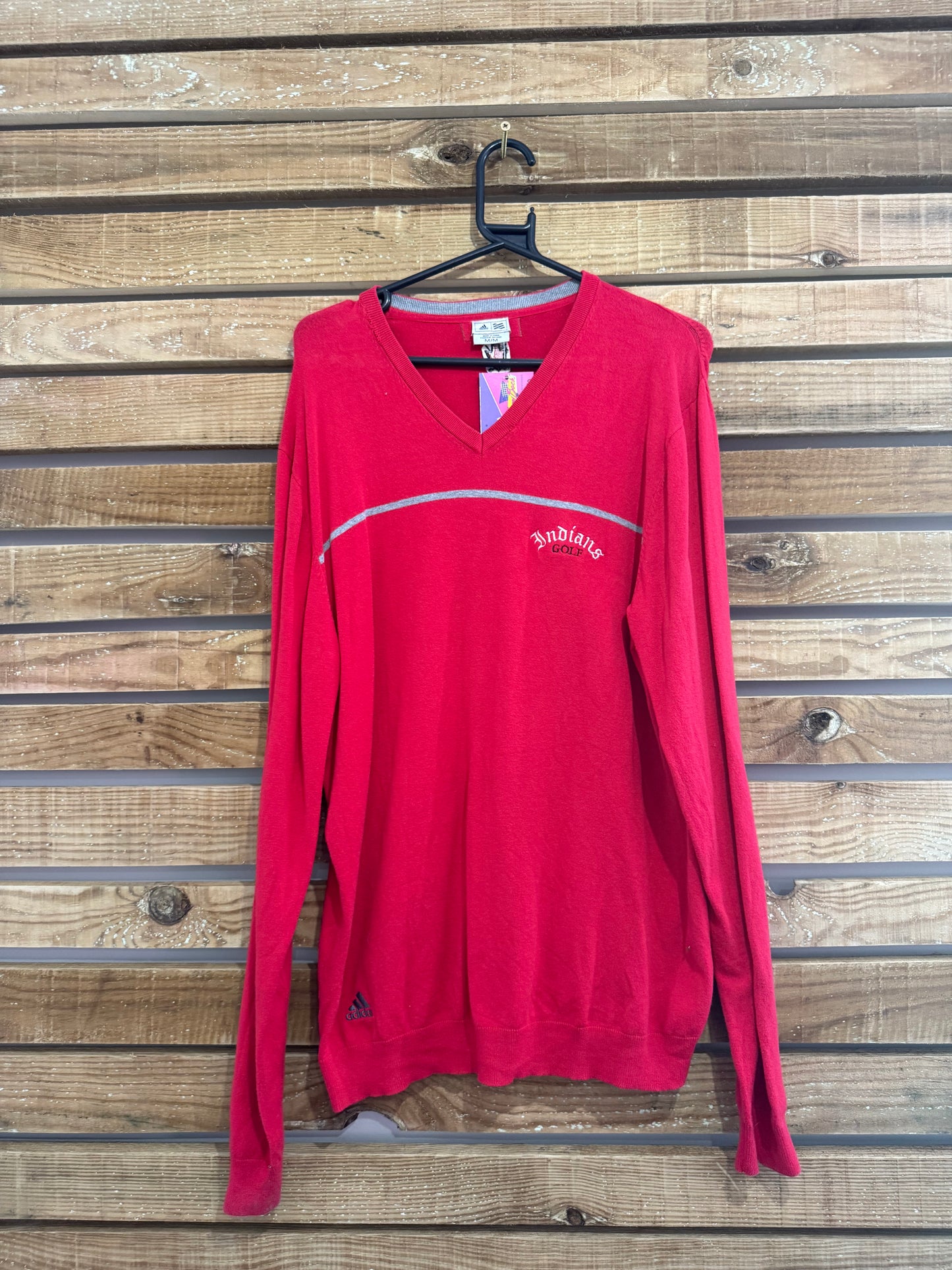 Vintage 90s Adidas Indians Golf knitted jumper. Red. Size Medium