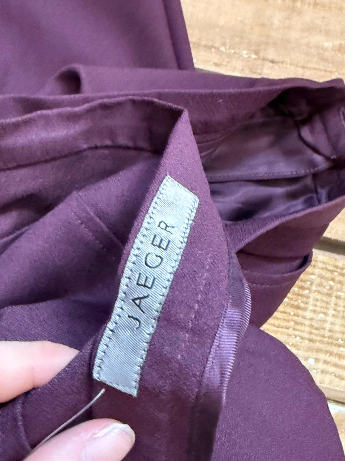 Vintage Y2K Jaeger wide leg flared burgundy trousers. 30” waist.
