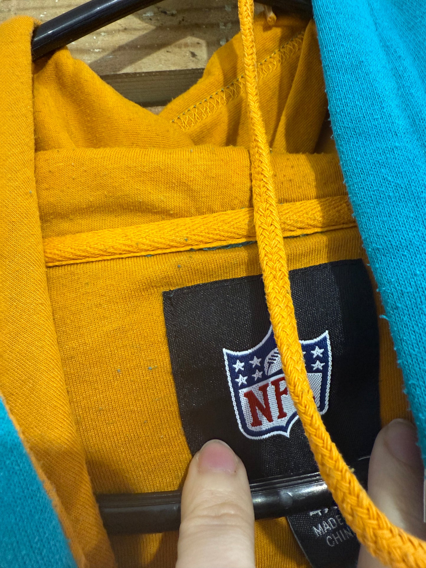 Vintage 90s NFL Miami Dolphins hoodie/ hooded sweater. Blue. Size XXXL.