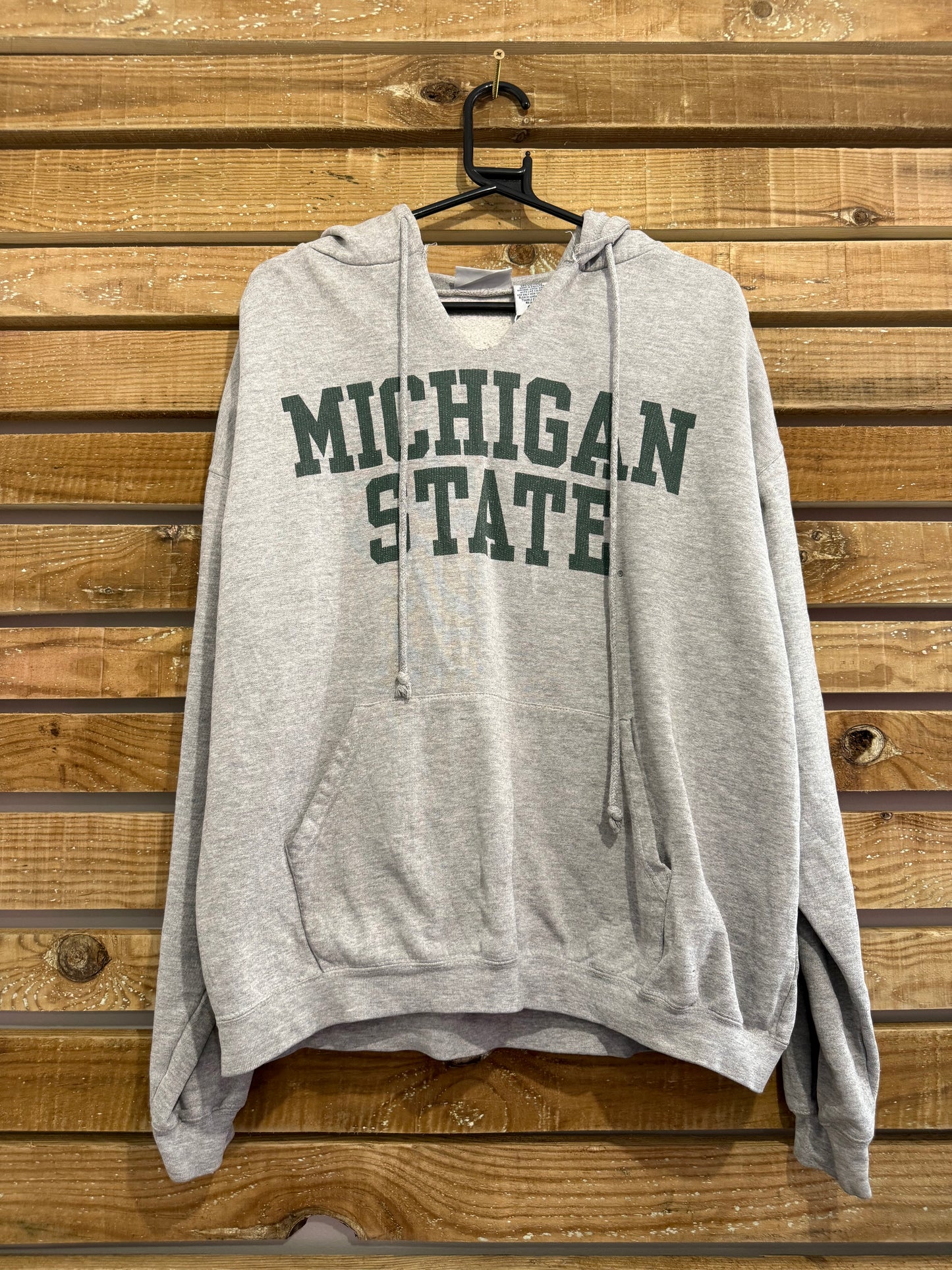 Vintage Y2K Michigan State University hoodie/ hooded sweater. USA/ American. Grey. Size XL.