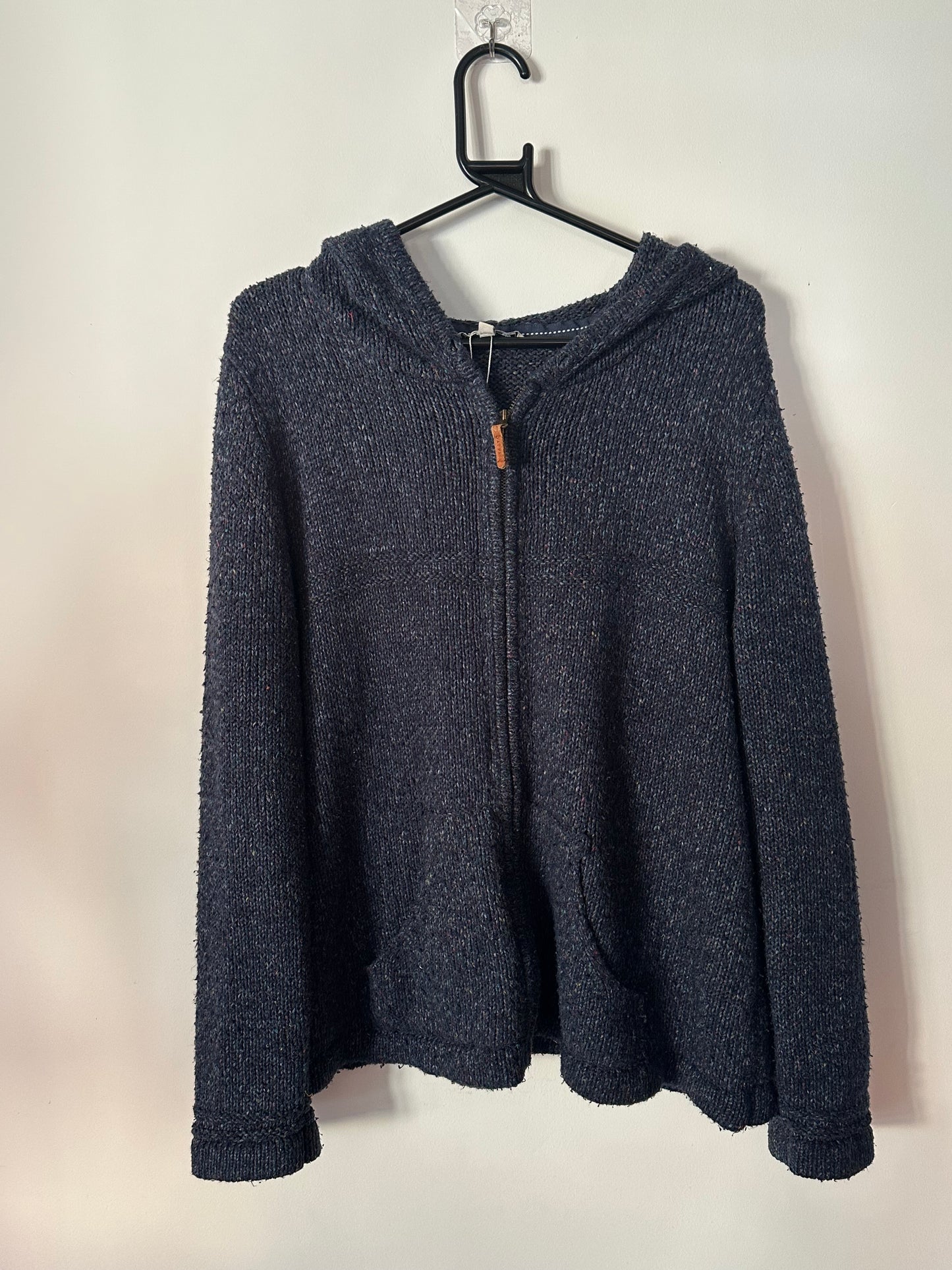 Vintage Y2K Fat Face knitted hoodie/ hooded sweater. Blue. Size 18.