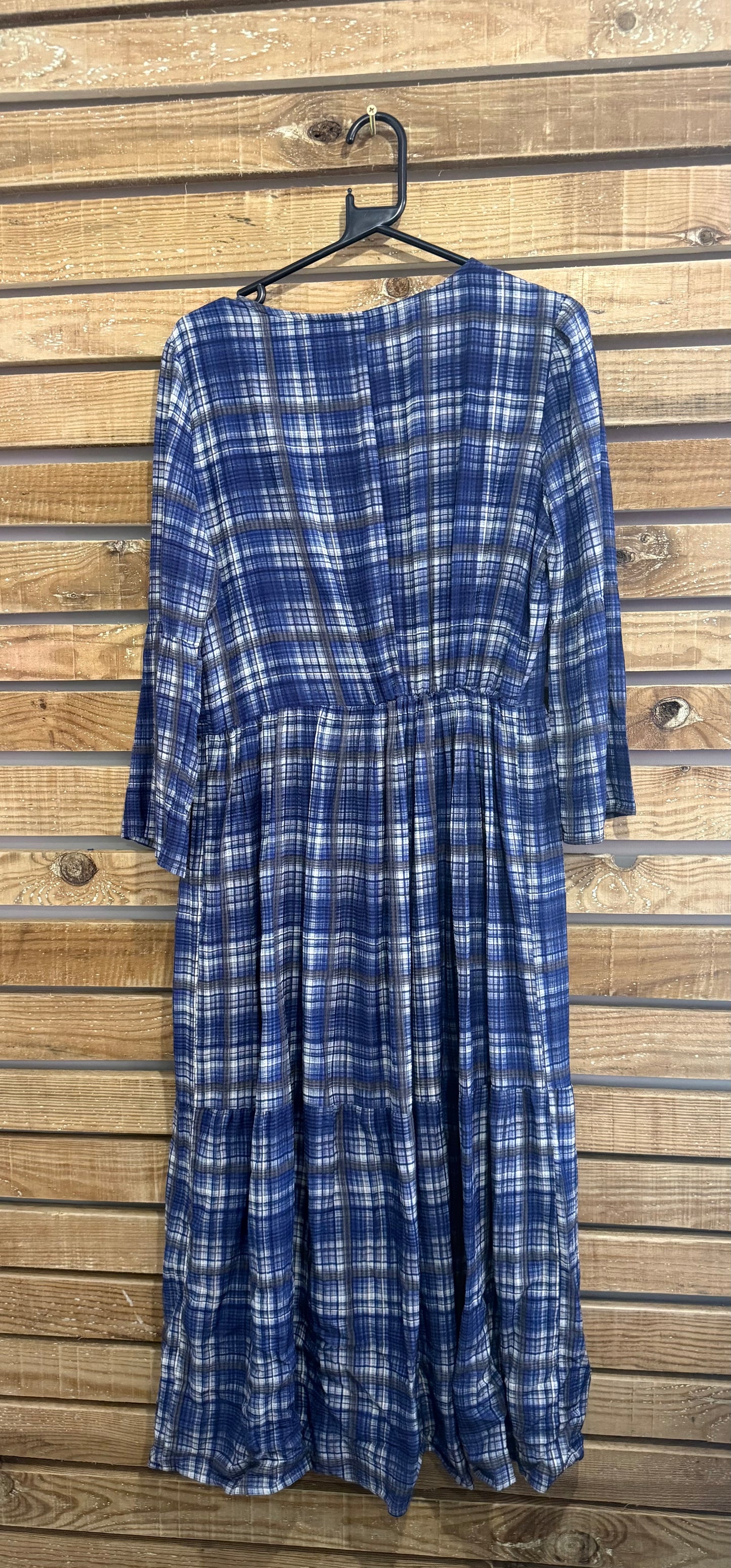Anthropology Conditions Apply checked/ gingham tiered maxi dress. Bamboo. Summer. Medium.