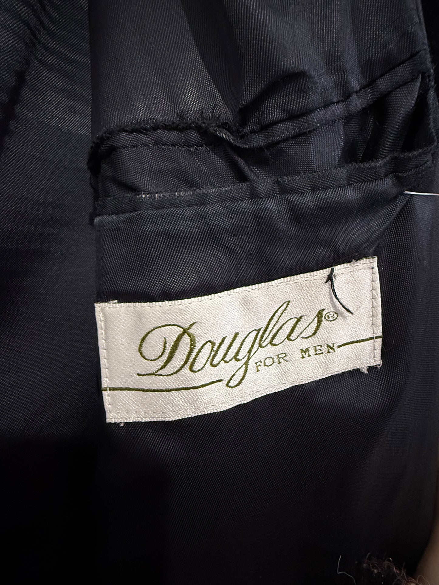 Vintage 80s Wool & Cashmere Douglas  double breasted Coat. Navy. Size large.