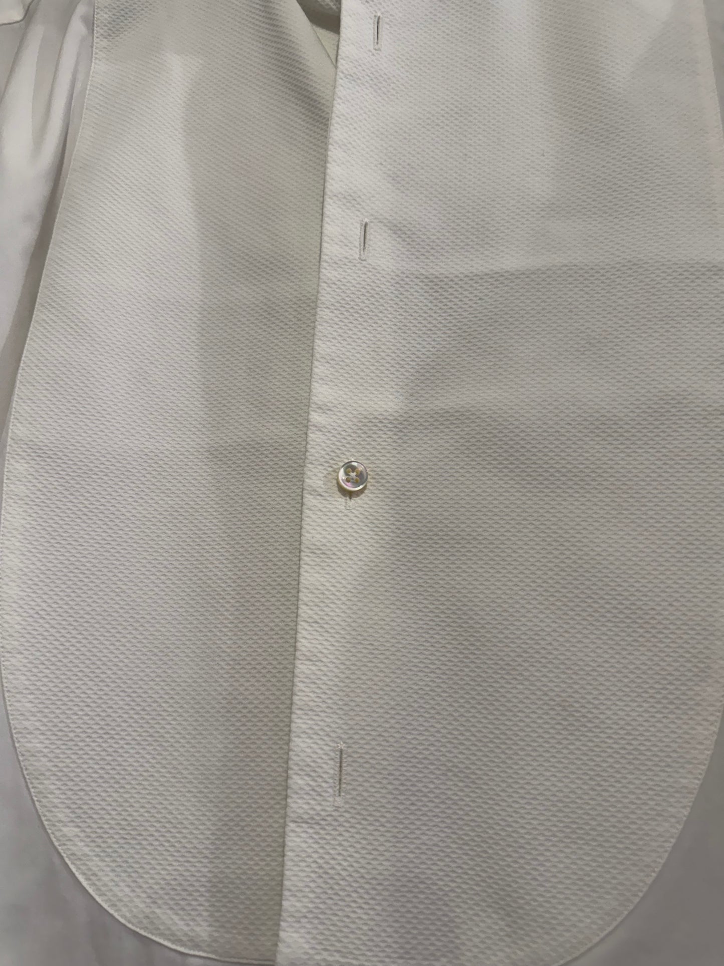 Ralph Lauren purple label white Dress Shirt - French Cuffs, Size 15.5 collar. Size Large. Black tie.