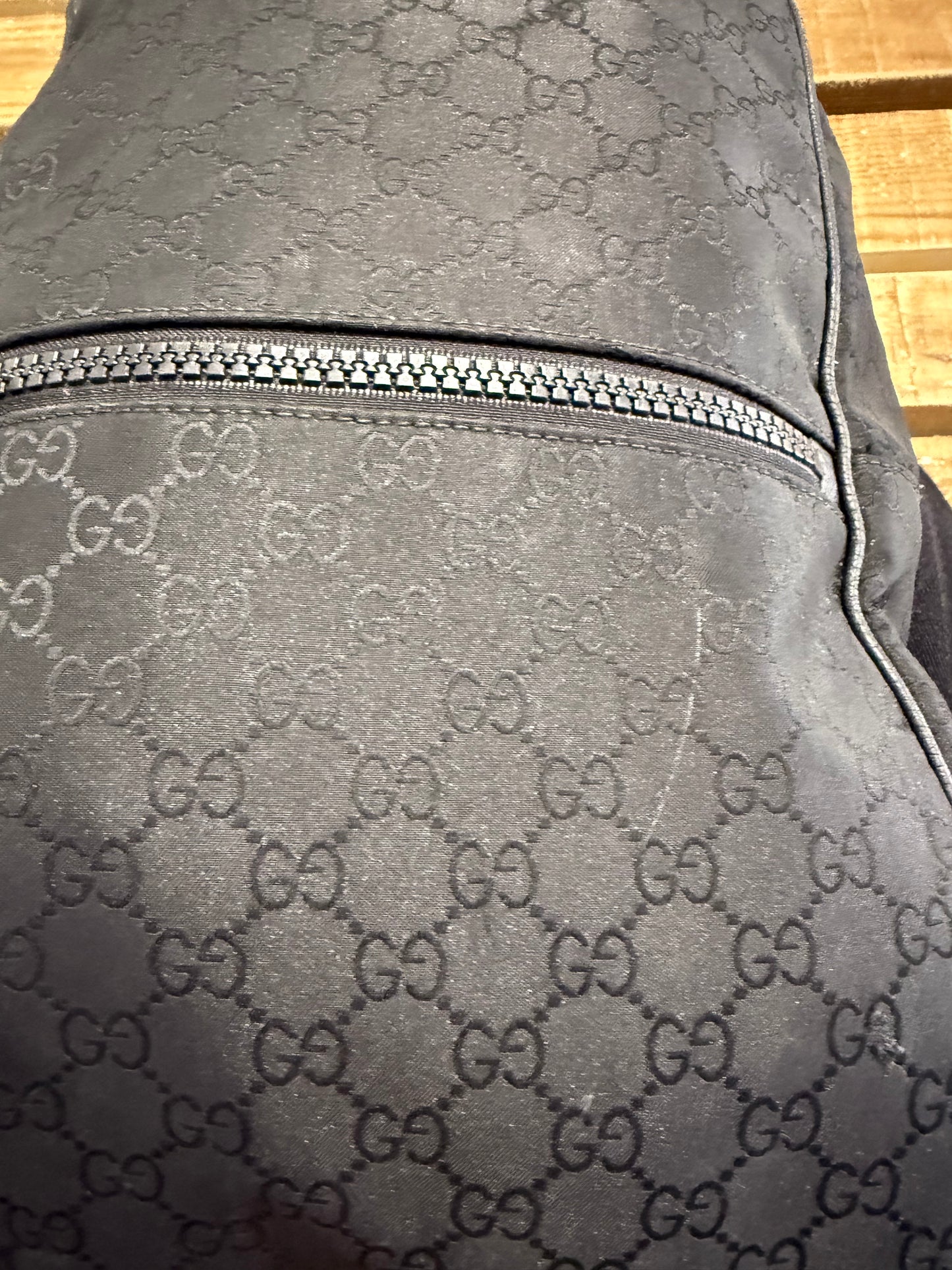 Gucci Monogram black canvas medium back pack/ rucksack.