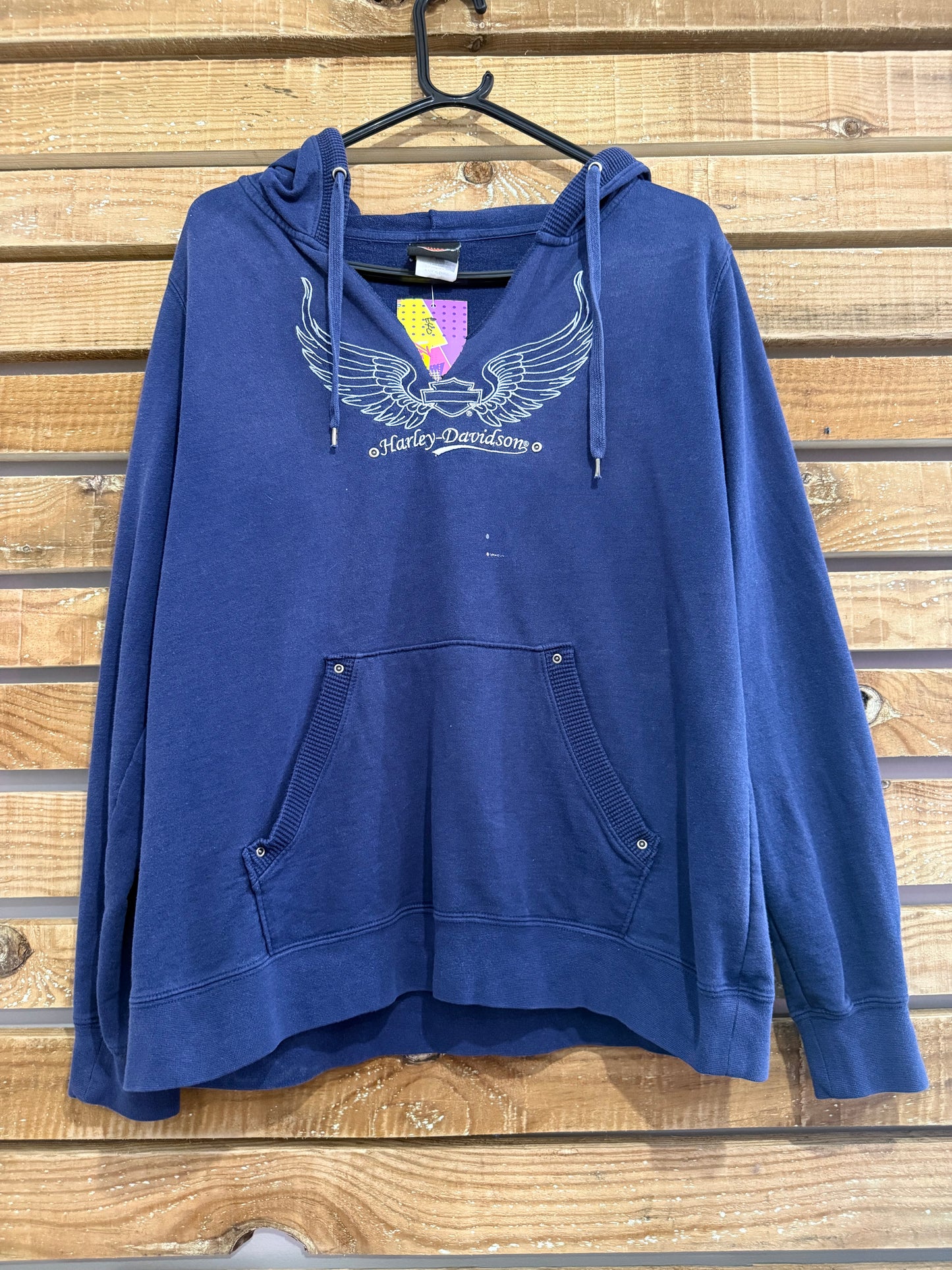 Vintage Y2K Harley-Davidson motorbike Spell-out hoodie. Hooded sweater. Navy. Size XL.