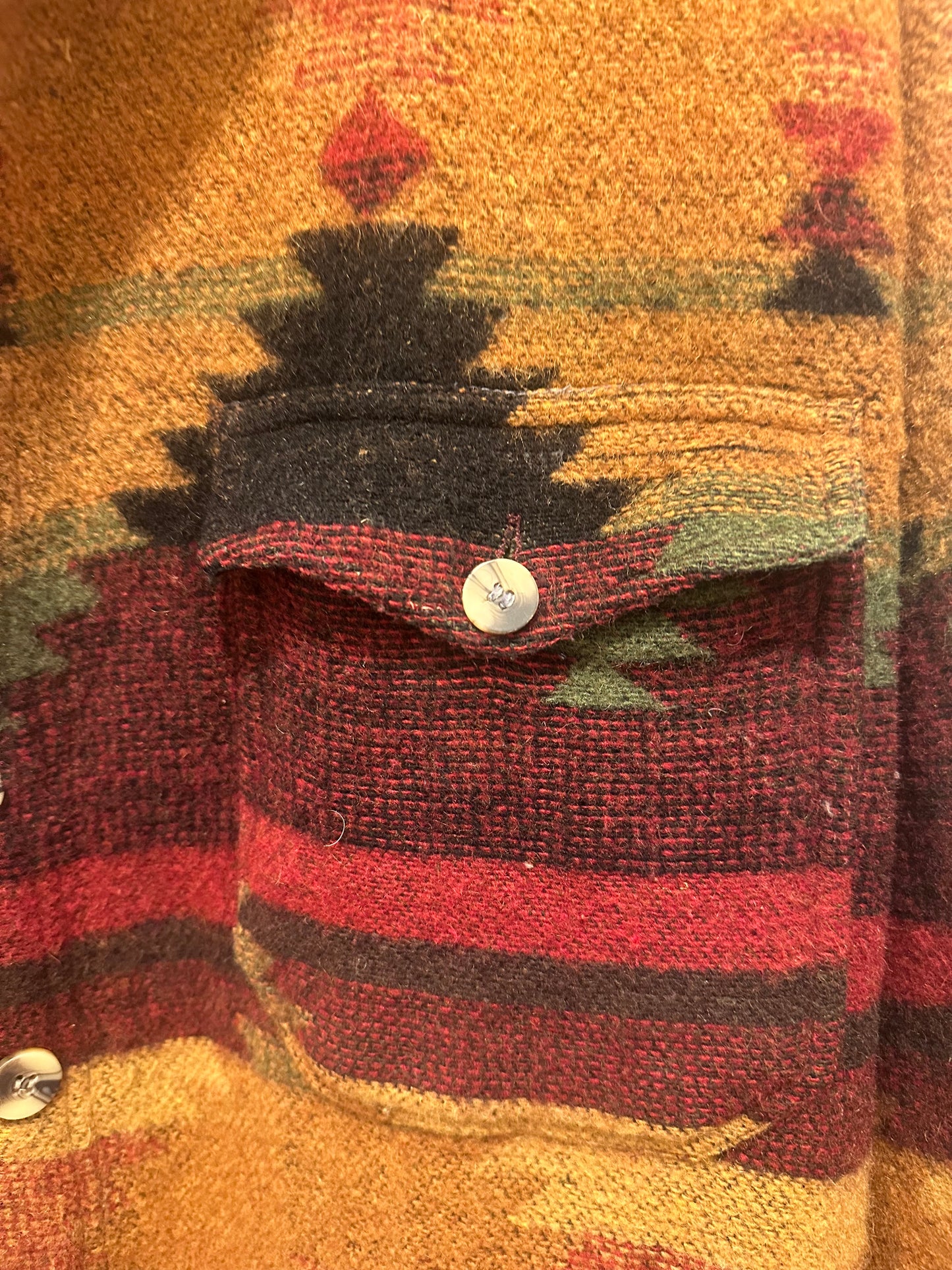 Vintage 90s Aztec wool jacket/ coat. Size Large