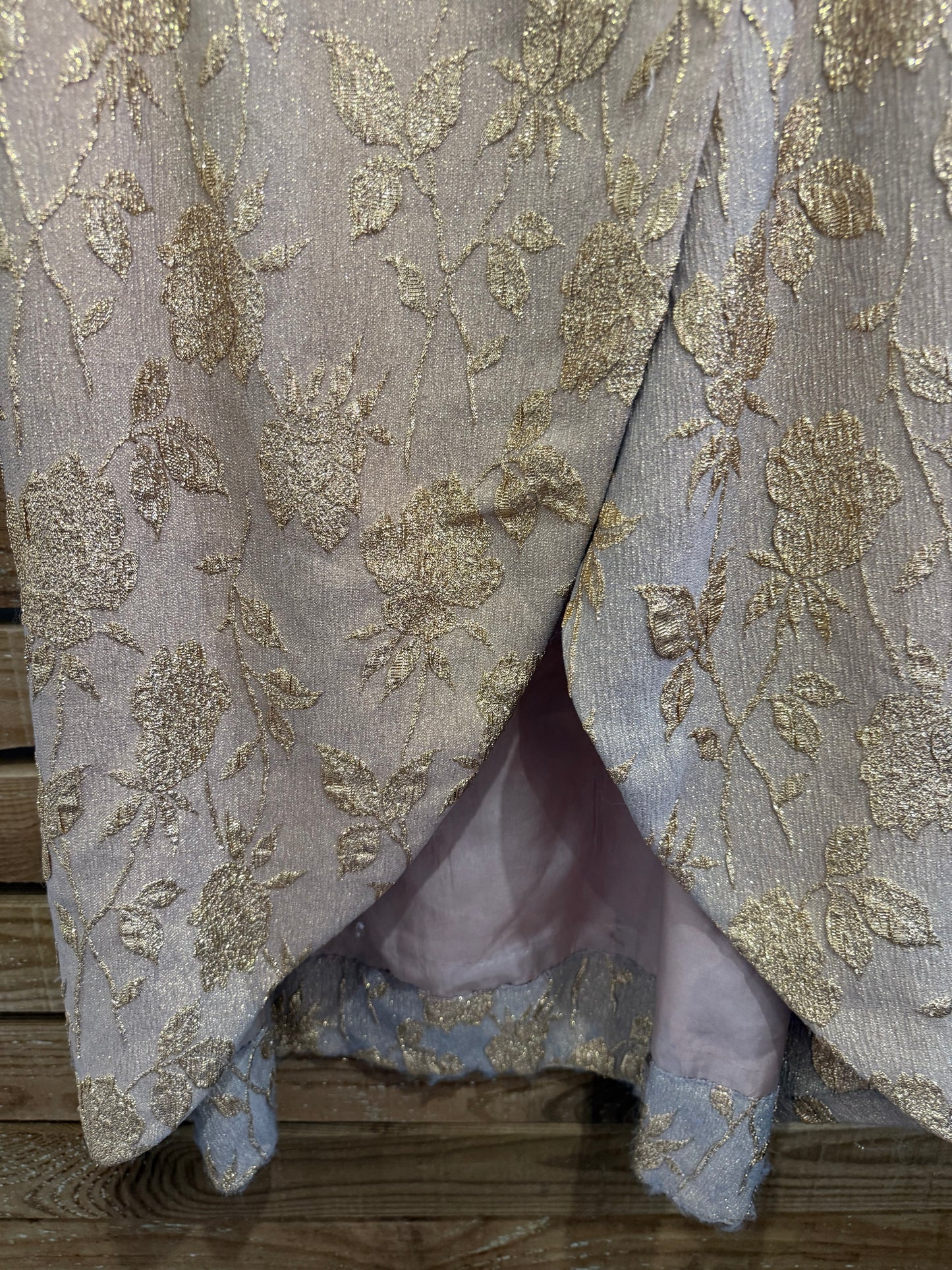 Vintage 50s Stefney original formal party dress/ gown. Wedding/ prom. Gold brocade/ lurex.