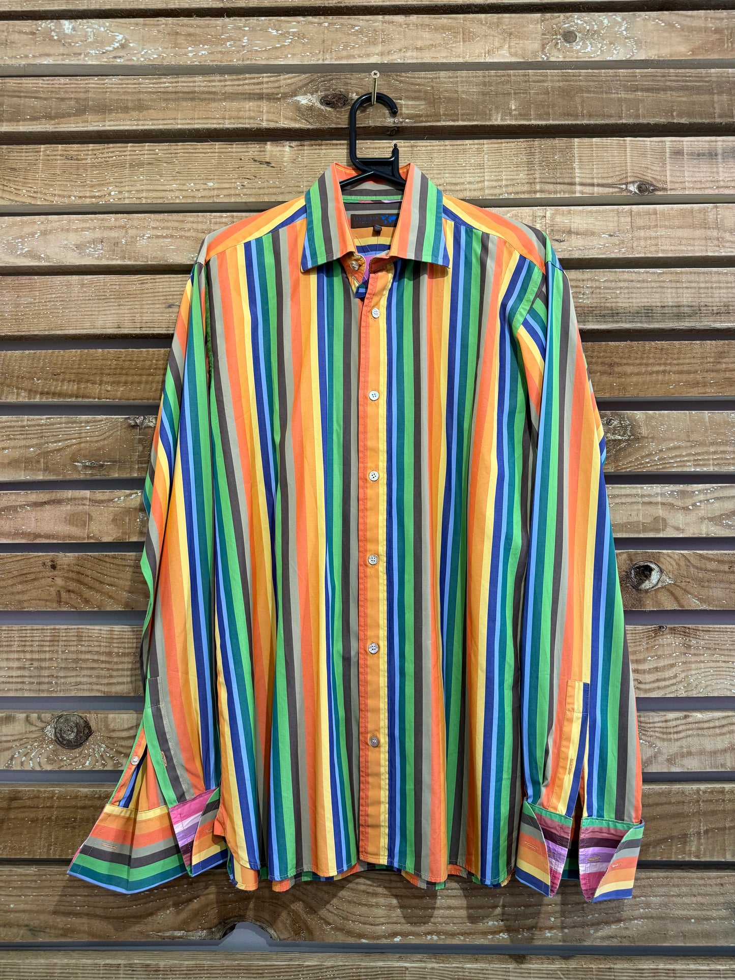 Ted Baker striped shirt. 16.5” collar. Size Large.