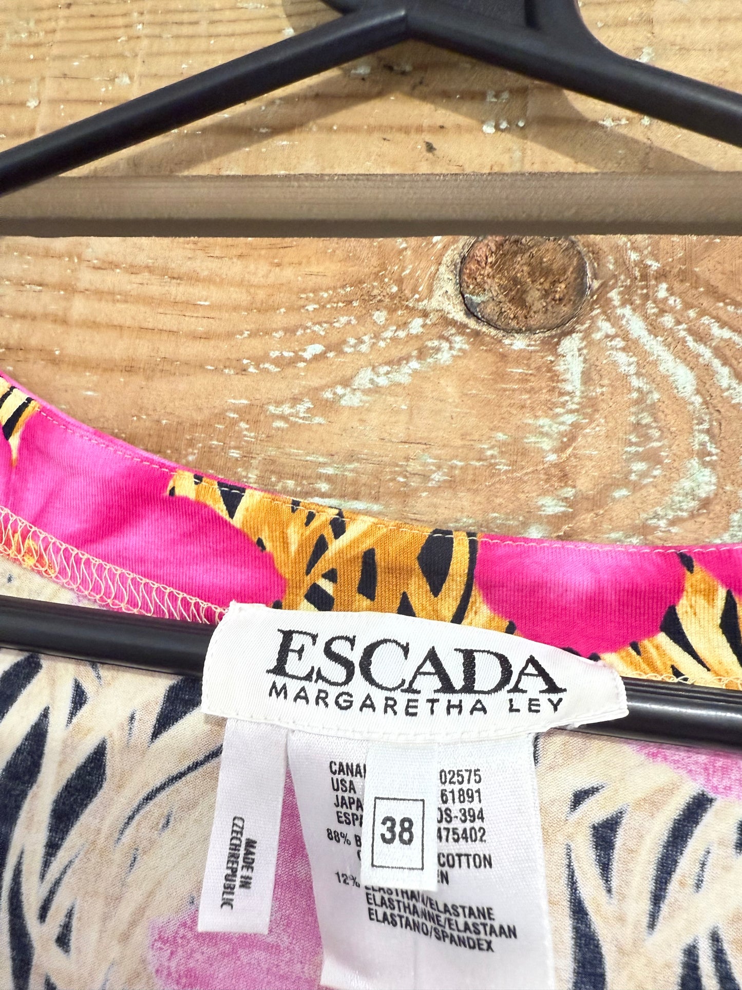 Vintage 80s Escada Hawaiian floral top/ t-shirt. Up to a Size 12.