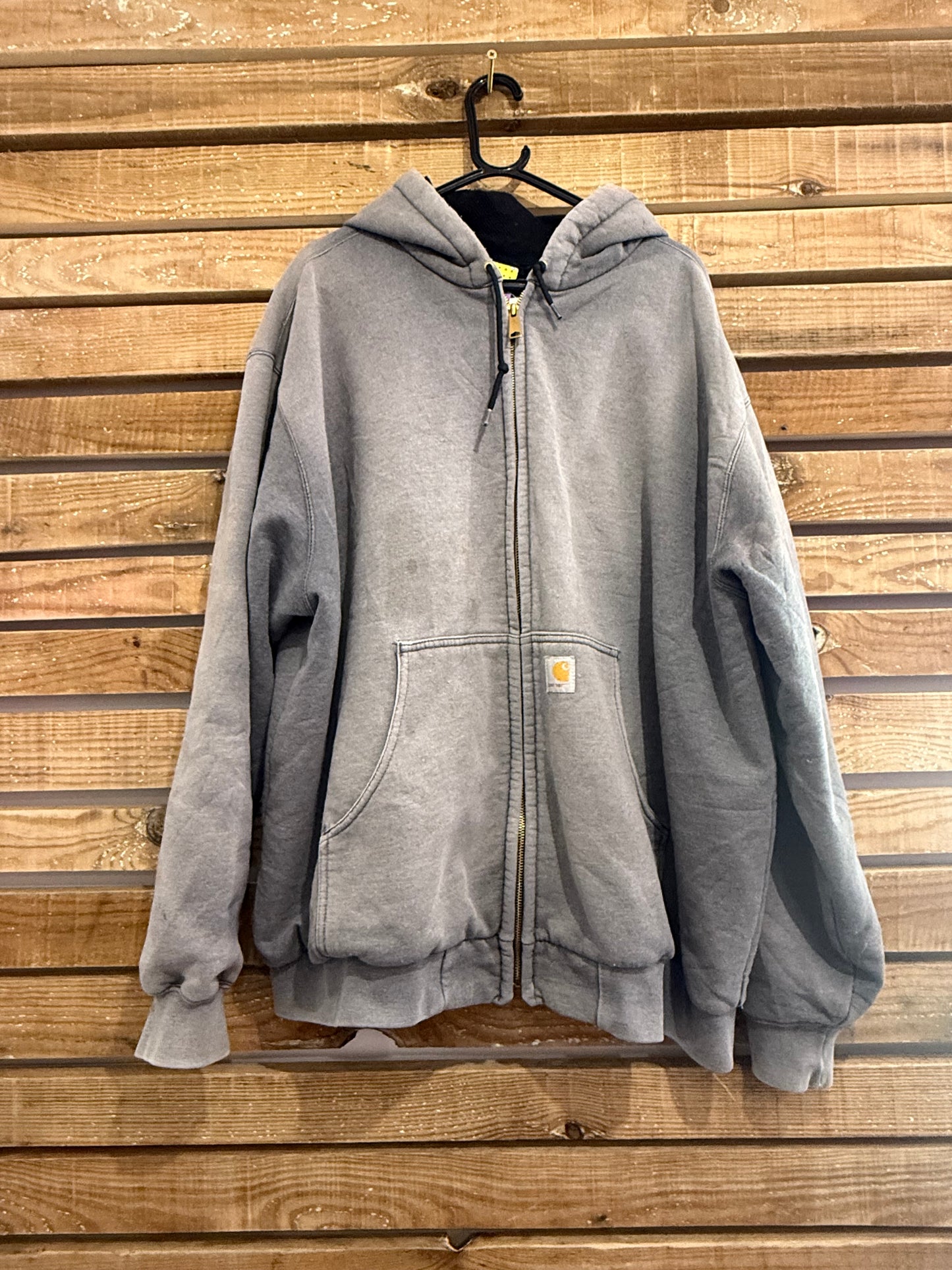 Vintage 90s Carhartt hoodie. Hooded jacket. Grey. Size 2XL. Workwear.