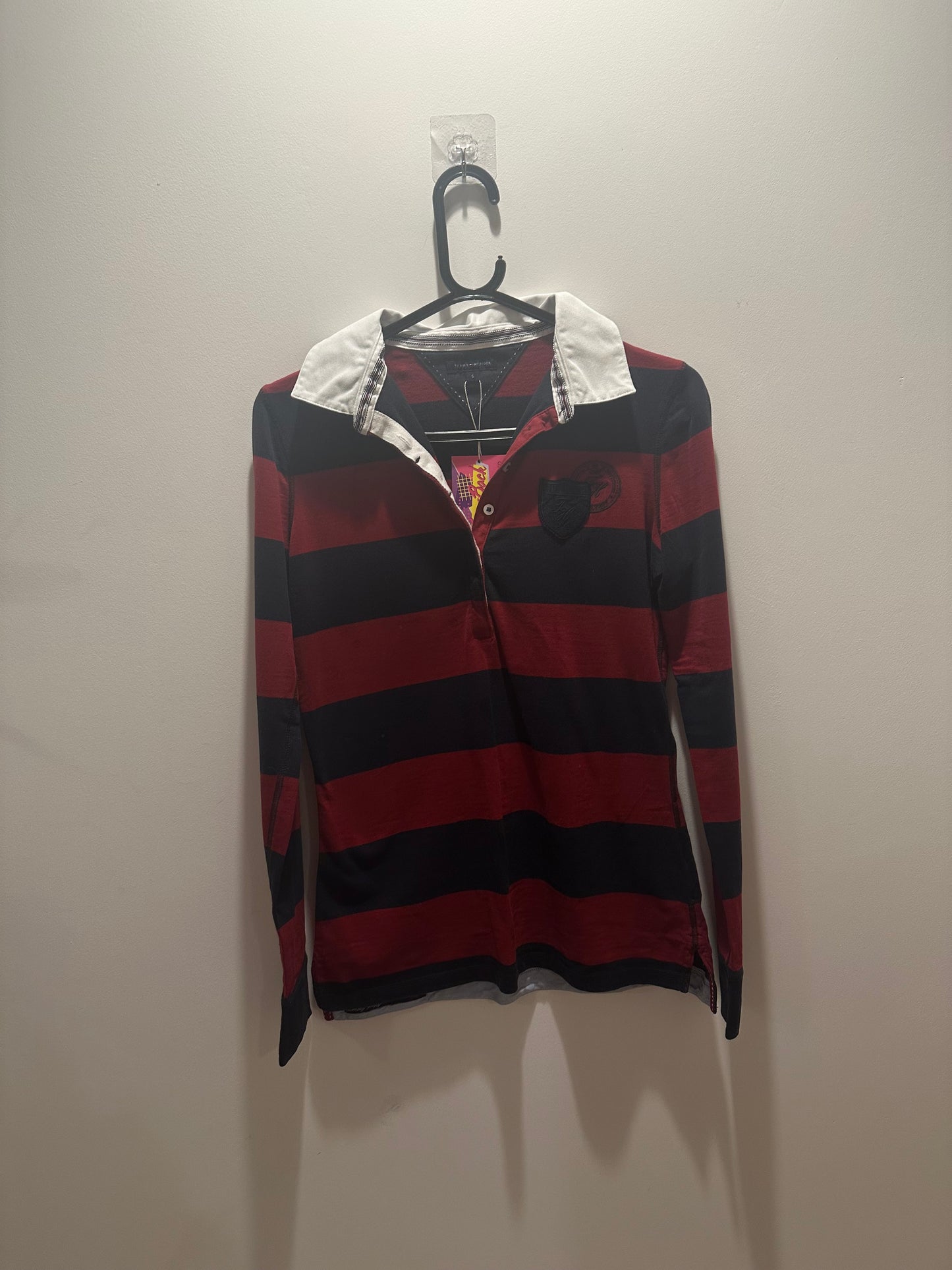Vintage Y2K Tommy Hilfiger Rugby Striped Shirt. Size Small.