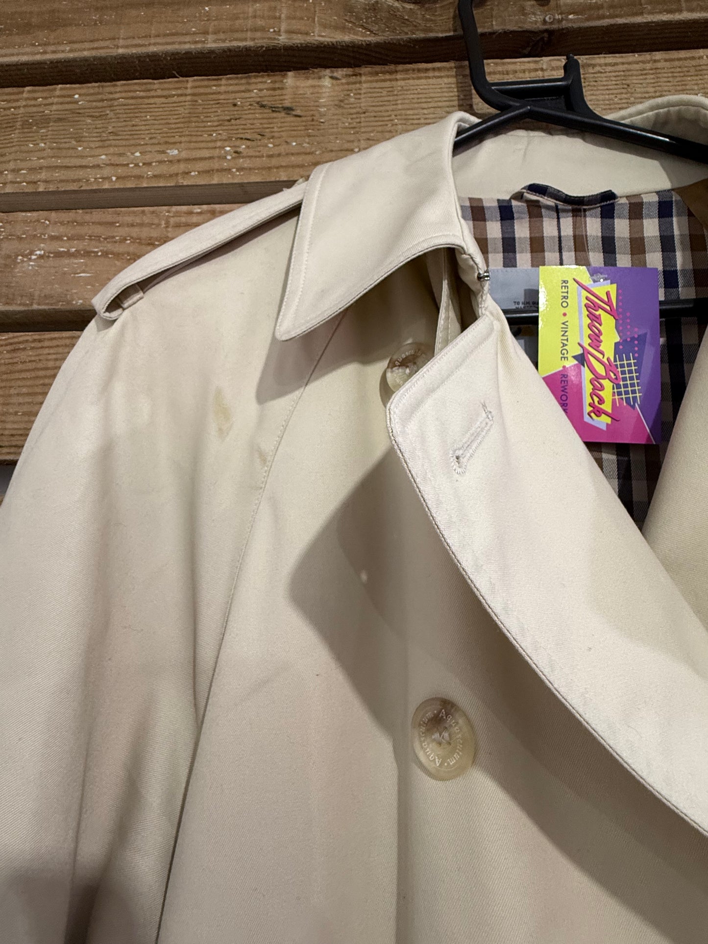 Vintage 90s Aquascutum Mac/ Trench Coat. Beige. Original. Size Medium.