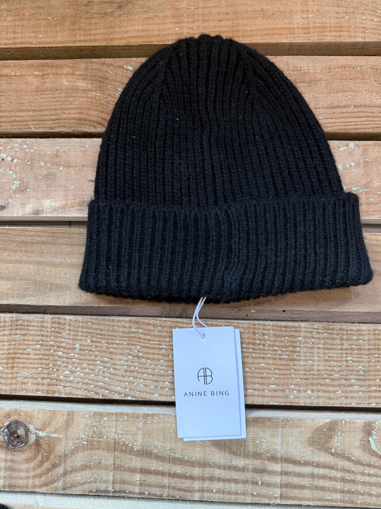Anine Bing Beanie Hat. Alpaca & wool. BNWT. One size. Black.