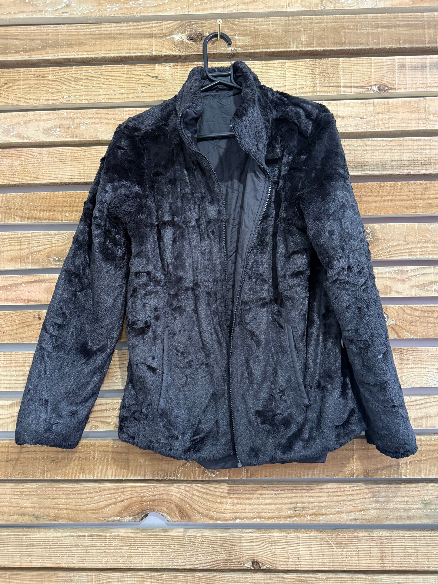 Vintage 90s The North Face reversible Waterproof quilted puffer fleece Outdoors Jacket. Black. Size Large.