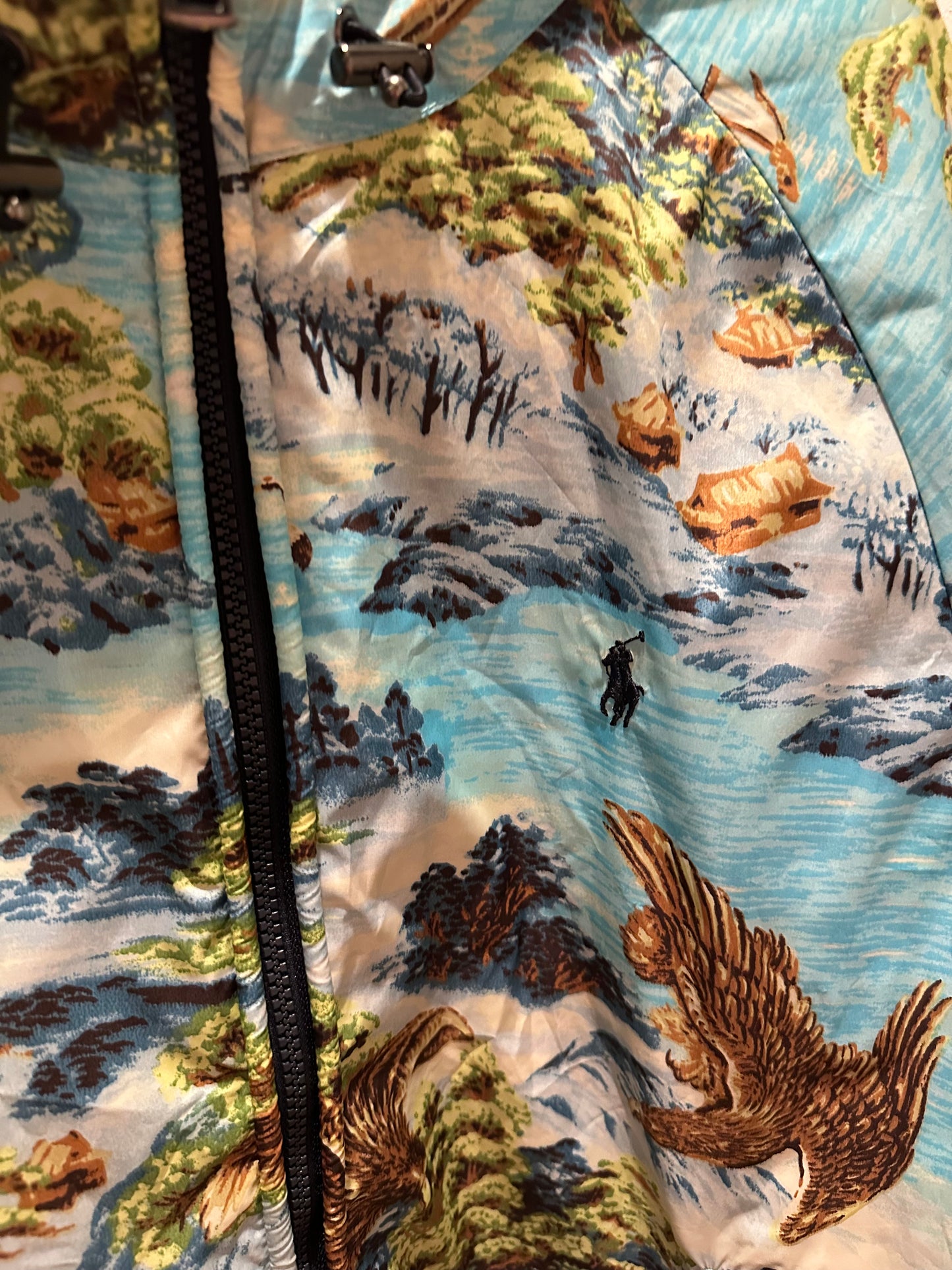 Vintage Y2K Polo Ralph Lauren blue lightweight windbreaker jacket. Hawaiian. Festival. Rare. Size XL