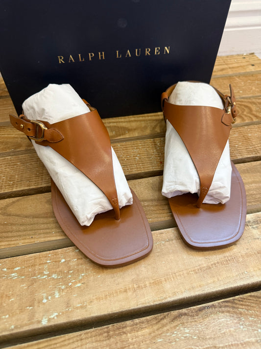 BNIB Ralph Lauren leather buckled thong sandals/ t strap. Summer/ holiday. EU39.5 UK6.5