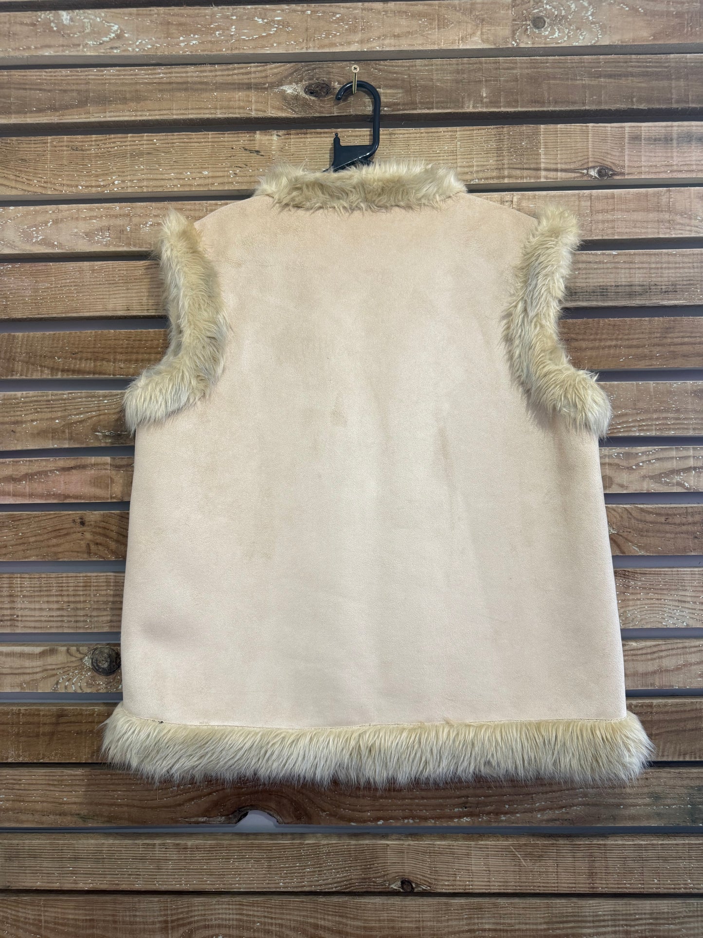 Vintage 90s does 70s embroidered boho hippy Faux Fur/ Fluffy Gilet/Sleeveless Jacket/ Gilet. Festival.