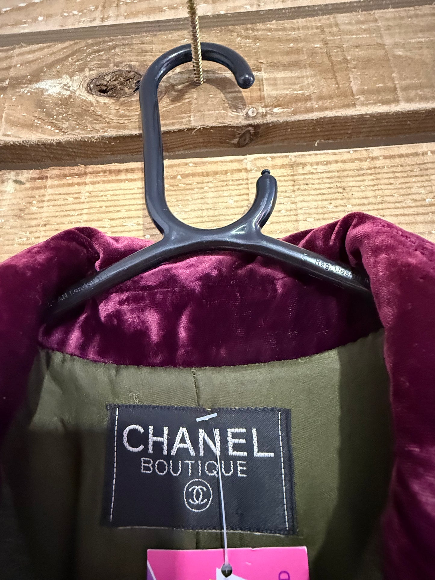 Vintage 90s Chanel Tweed & velvet Coat. Gold buttons. Free sizing.