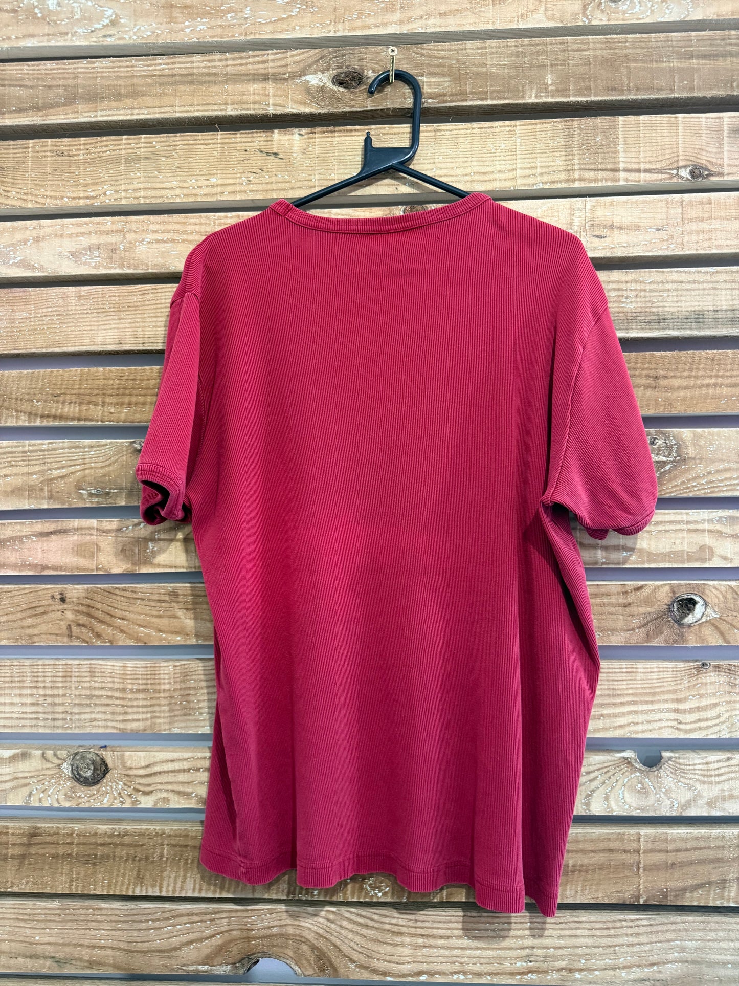 Vintage 90s Ralph Lauren ribbed embroidered logo T-shirt. Size XL.