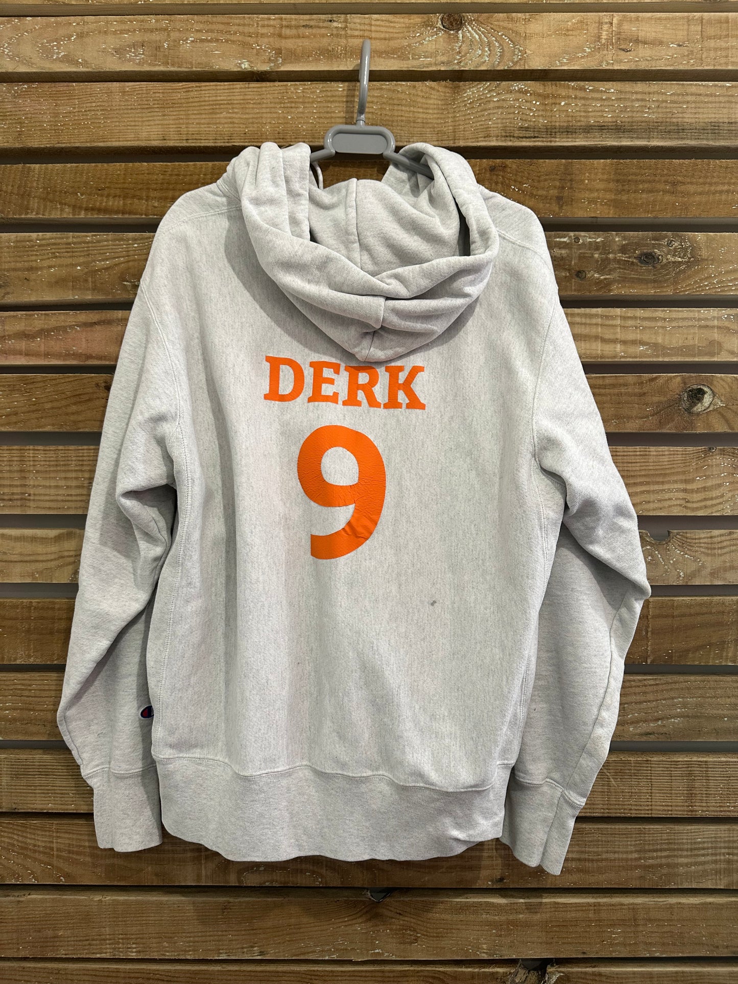 Vintage 90s Champion Reverse Weave Lady Railers Softball hoodie/ hooded sweater. USA/ American. Grey Size Large
