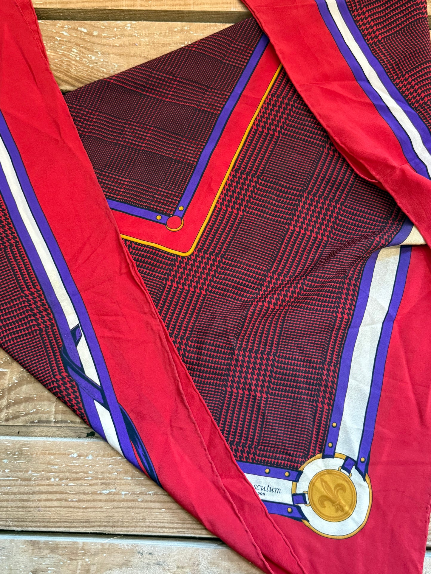 Vintage 80s Aquascutum silk scarf. Equestrian.