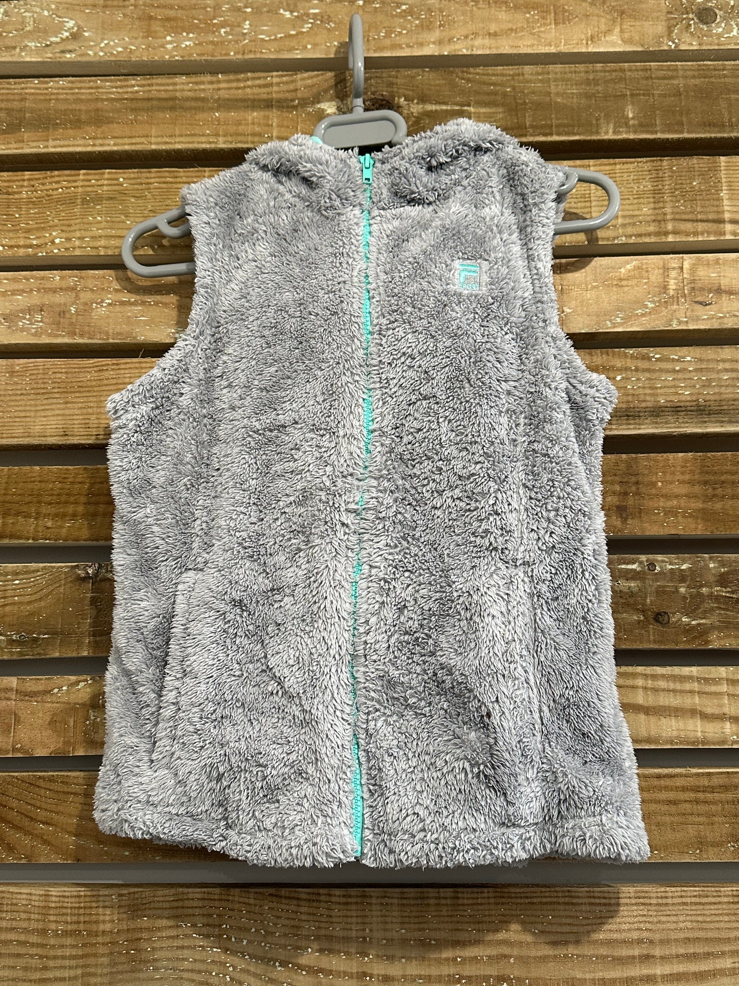 Vintage 90s Fila Teddy bear Sleeveless Fleece Jacket/ Gilet. Size 14