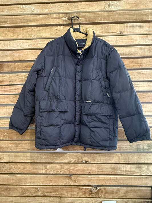 Vintage Y2K Tommy Hilfiger Down Puffer. Waterproof Outdoors Jacket. Black. Size Medium.