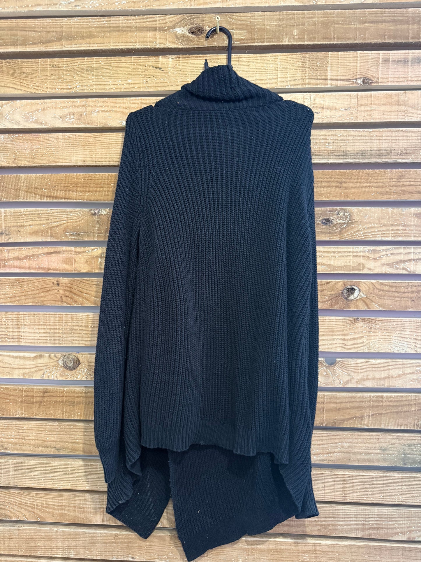 Vintage 90s Ralph Lauren buckle poncho/ shawl/ cape. Preppy/ equestrian. Black. Size medium.
