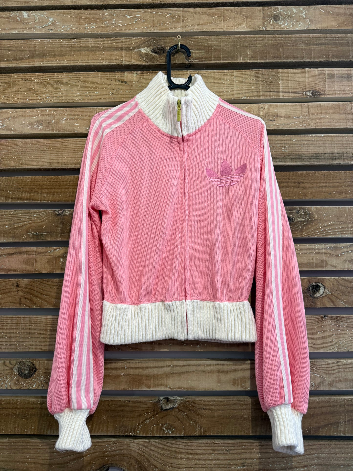 Adidas originals knitted track zip up sports jacket. Size 8.