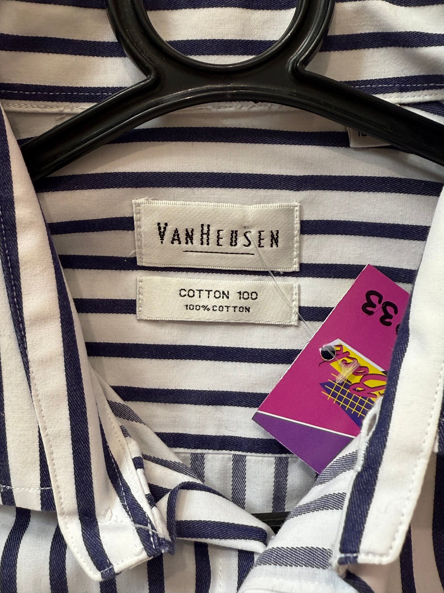 Vintage Y2K Van Heusen striped shirt. Size Large. 16” collar