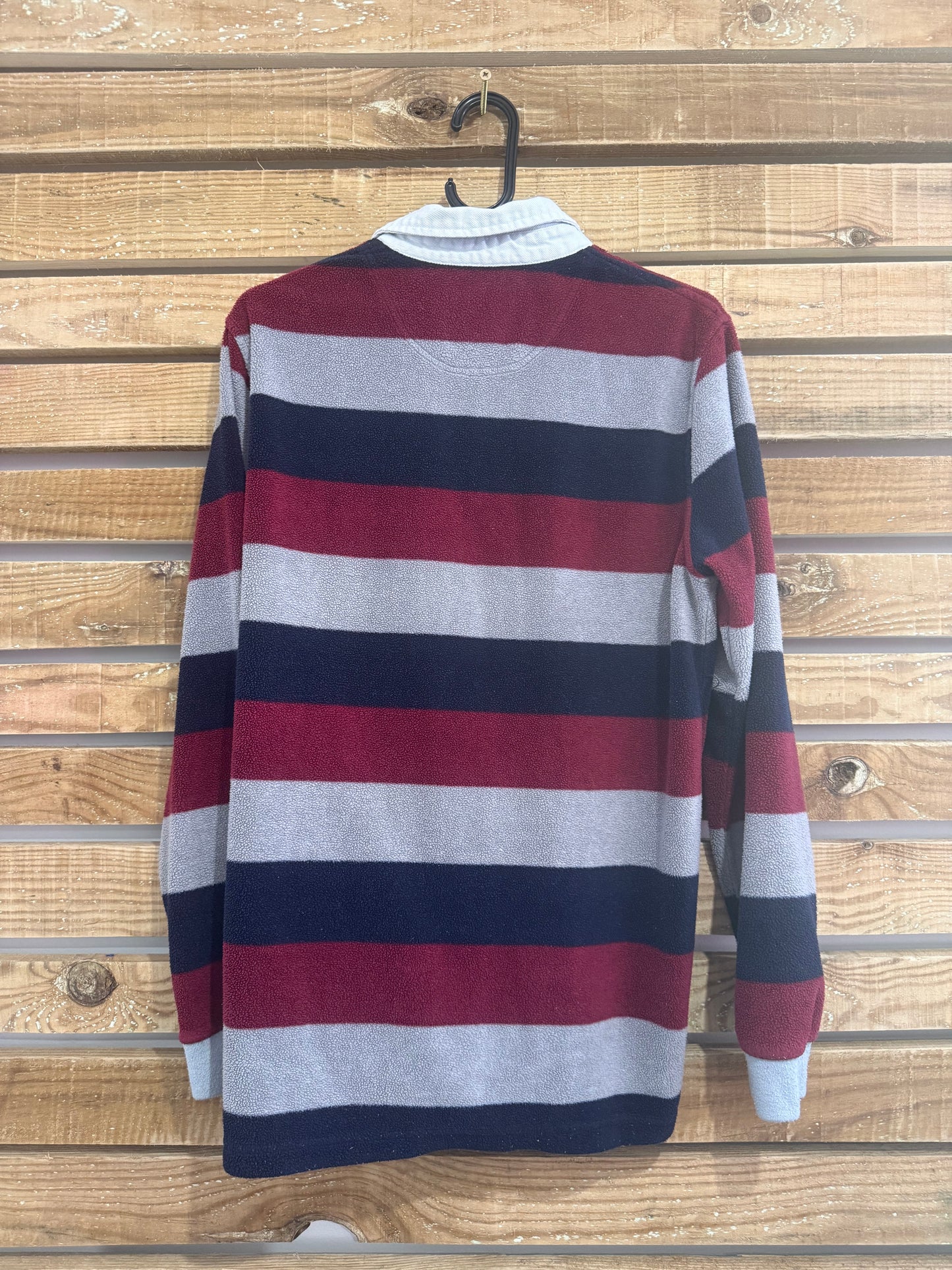 Vintage 90s Guinness Rugby Striped embroidered Shirt/ fleece. Size Medium.