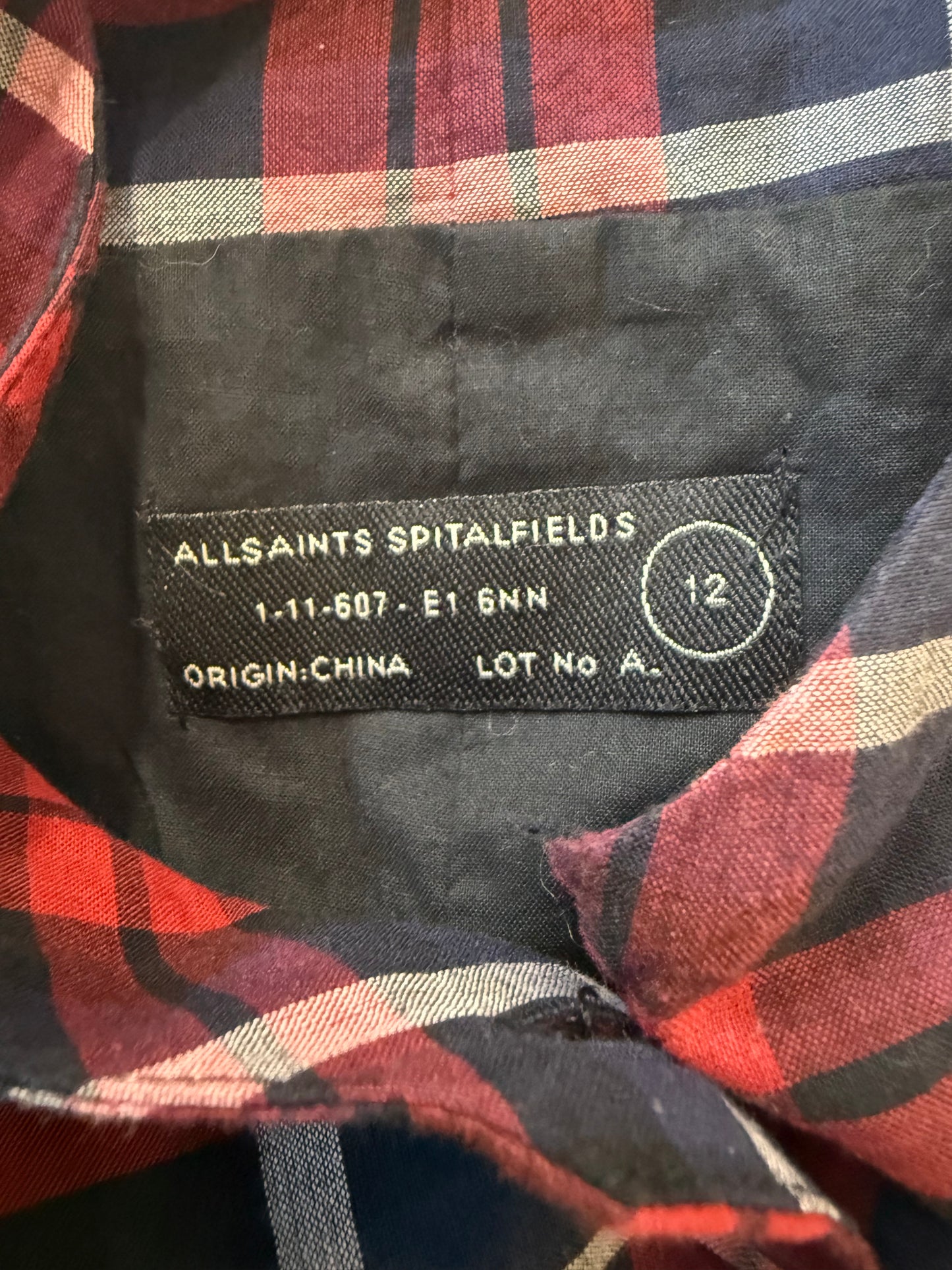 All saints tartan checked sweetheart neckline sleeveless dress. Size 12