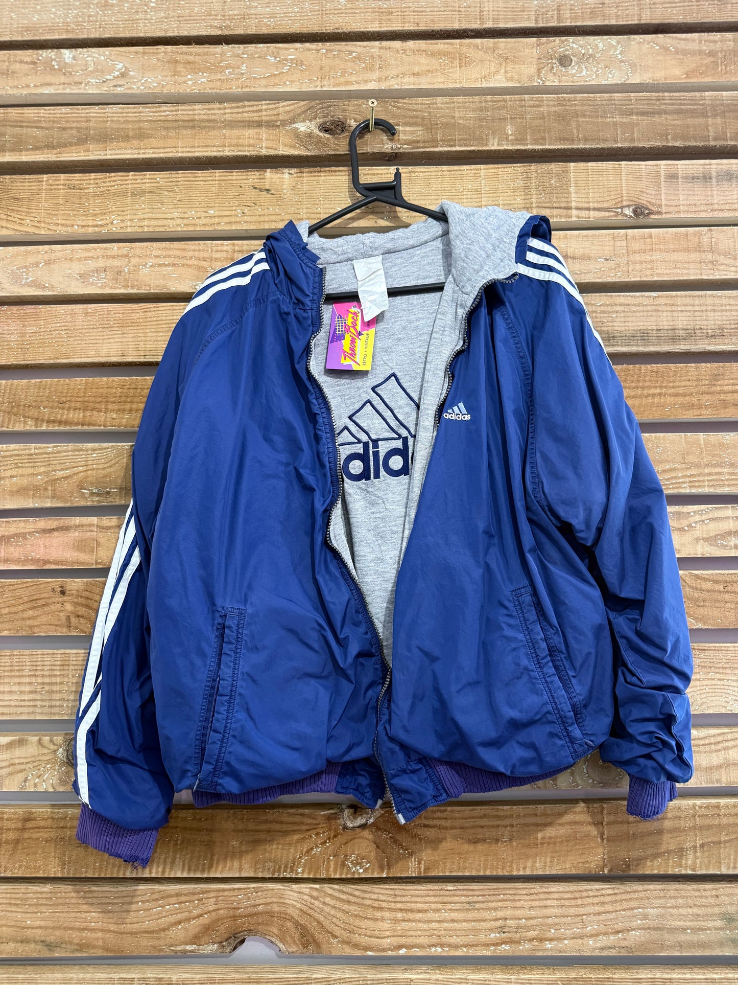 Vintage 90s RARE Adidas zip up windbreaker/ shell jacket. Size Large. RARE. Festival.