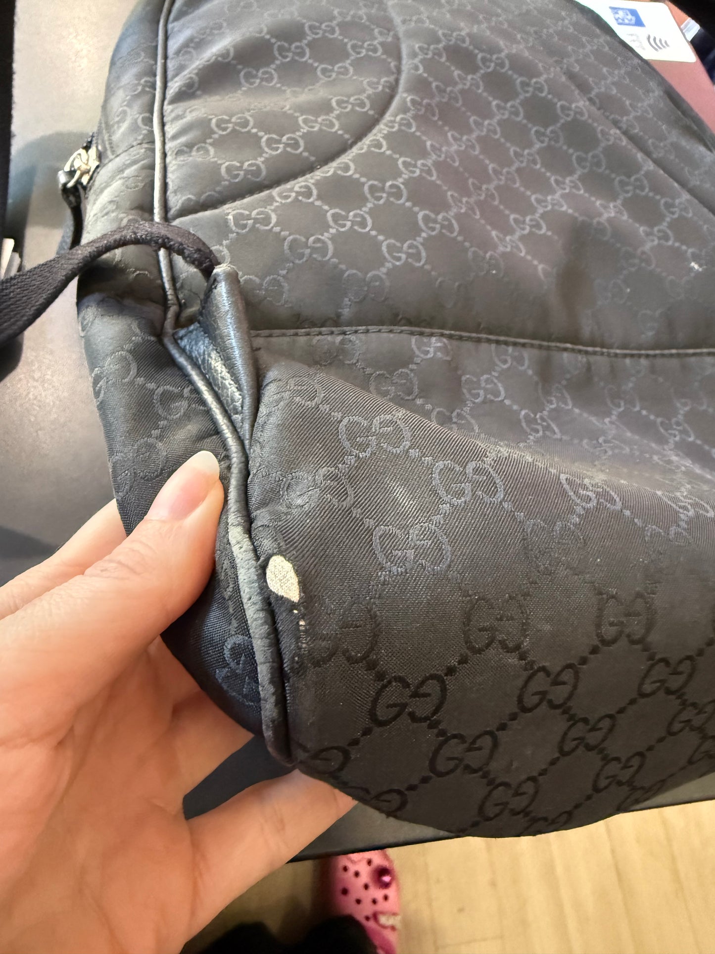 Gucci Monogram black canvas medium back pack/ rucksack.
