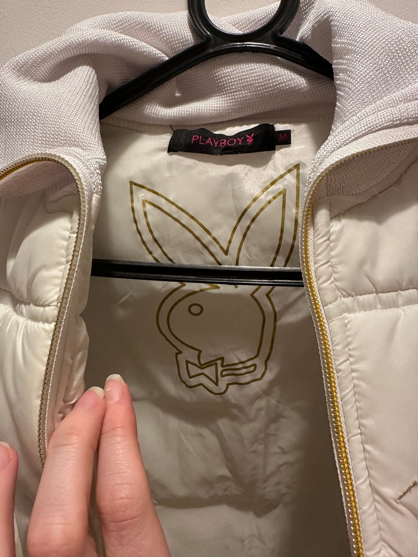 Vintage Y2K RARE Playboy Puffer Gilet. White. Size Medium