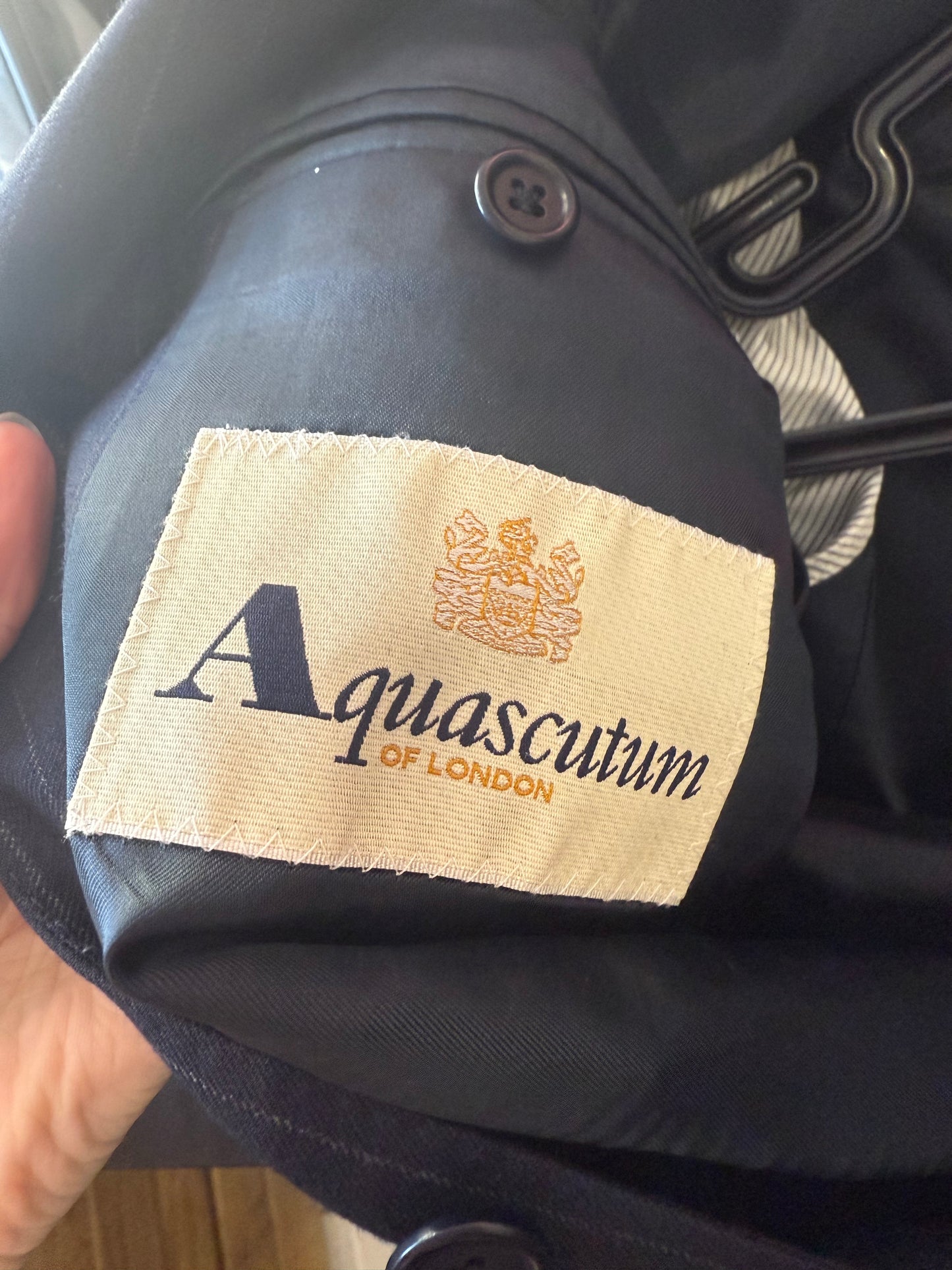 Vintage 80s Aquascutum striped Blazer/ Jacket. Size 44” chest, medium.