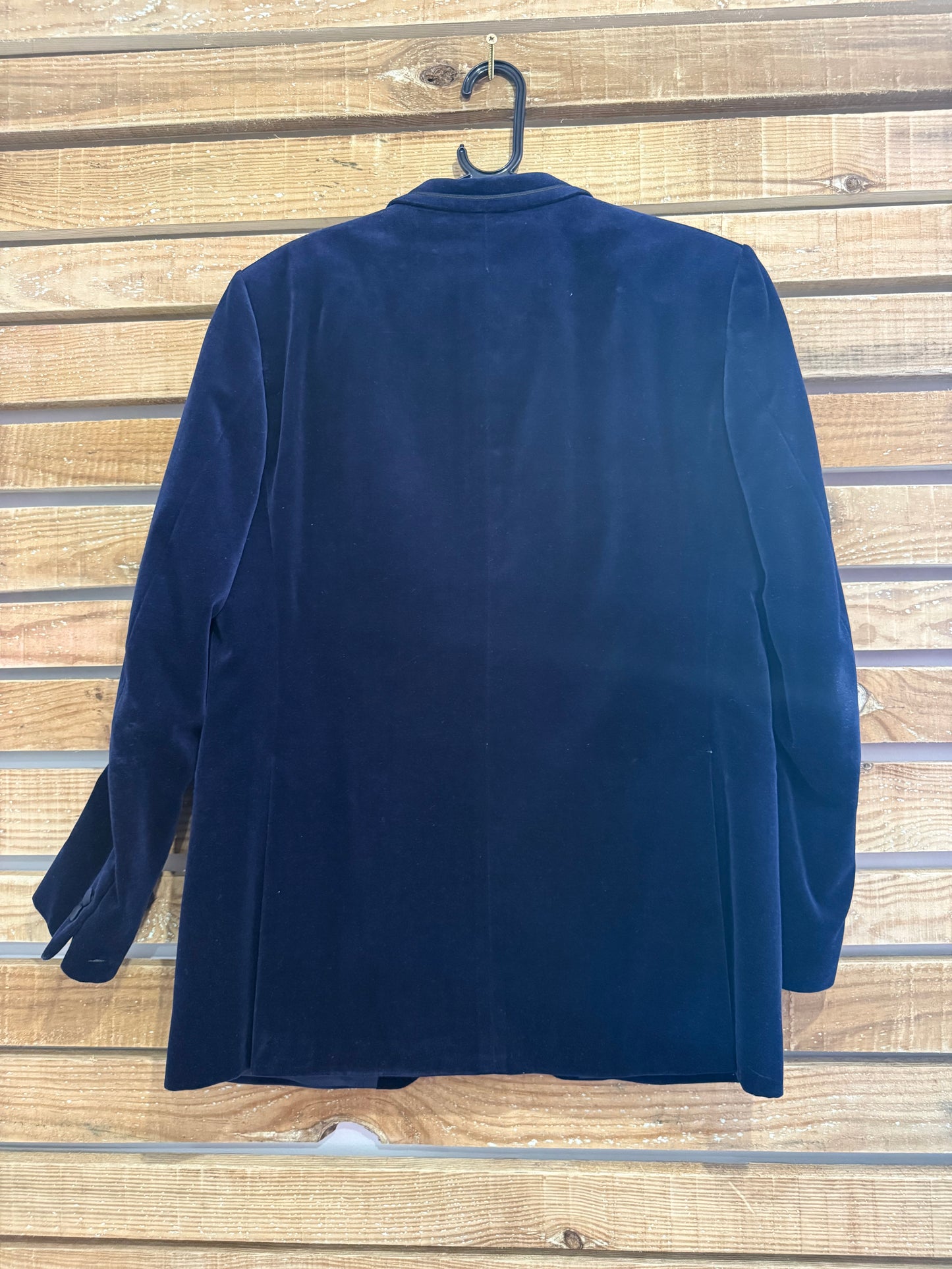 Vintage 80s Youngs blue velvet Blazer/ Jacket. Size 42” chest, medium.