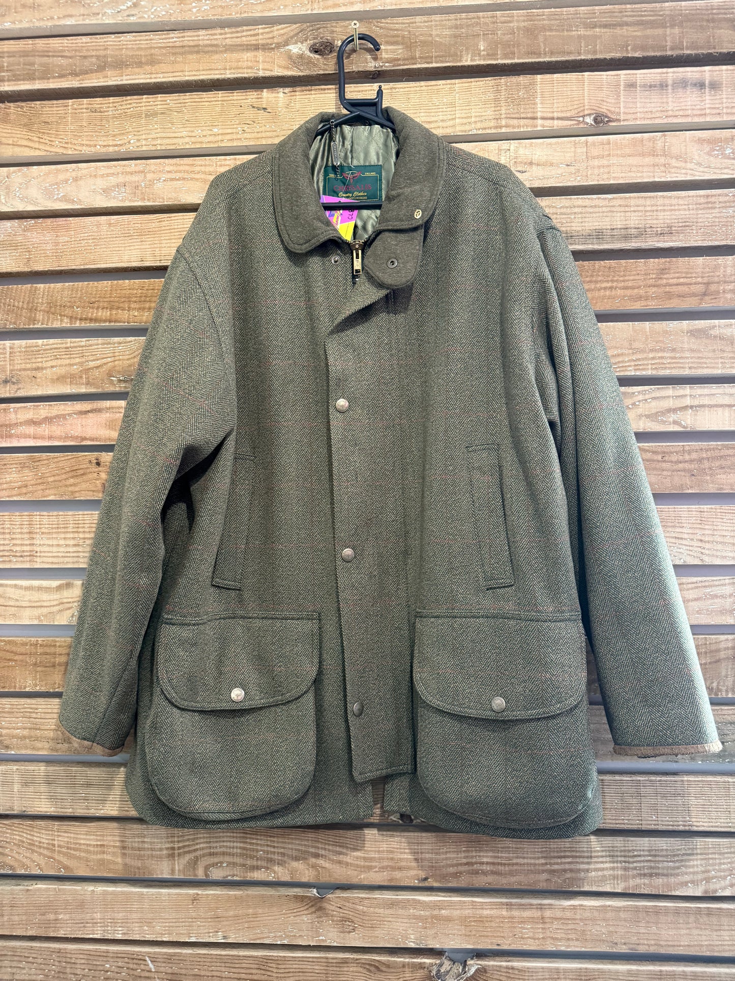 Chrysalis Tweed Wool Field Coat. Outdoors Jacket. Hunting/Country. Green. Size XXL