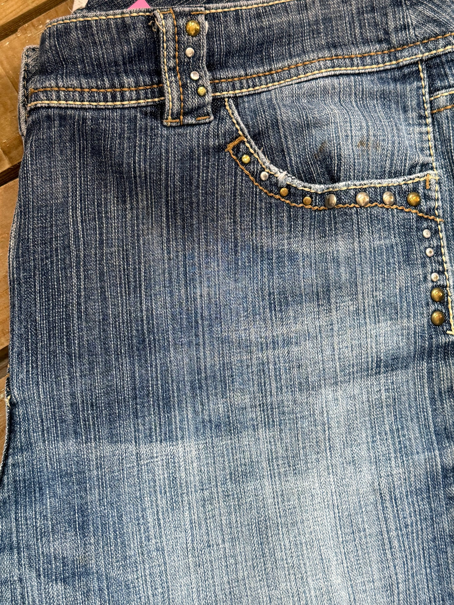 Vintage Y2K Next Jeans. Low rise bootcut. Studded. Waist 38” Size UK18