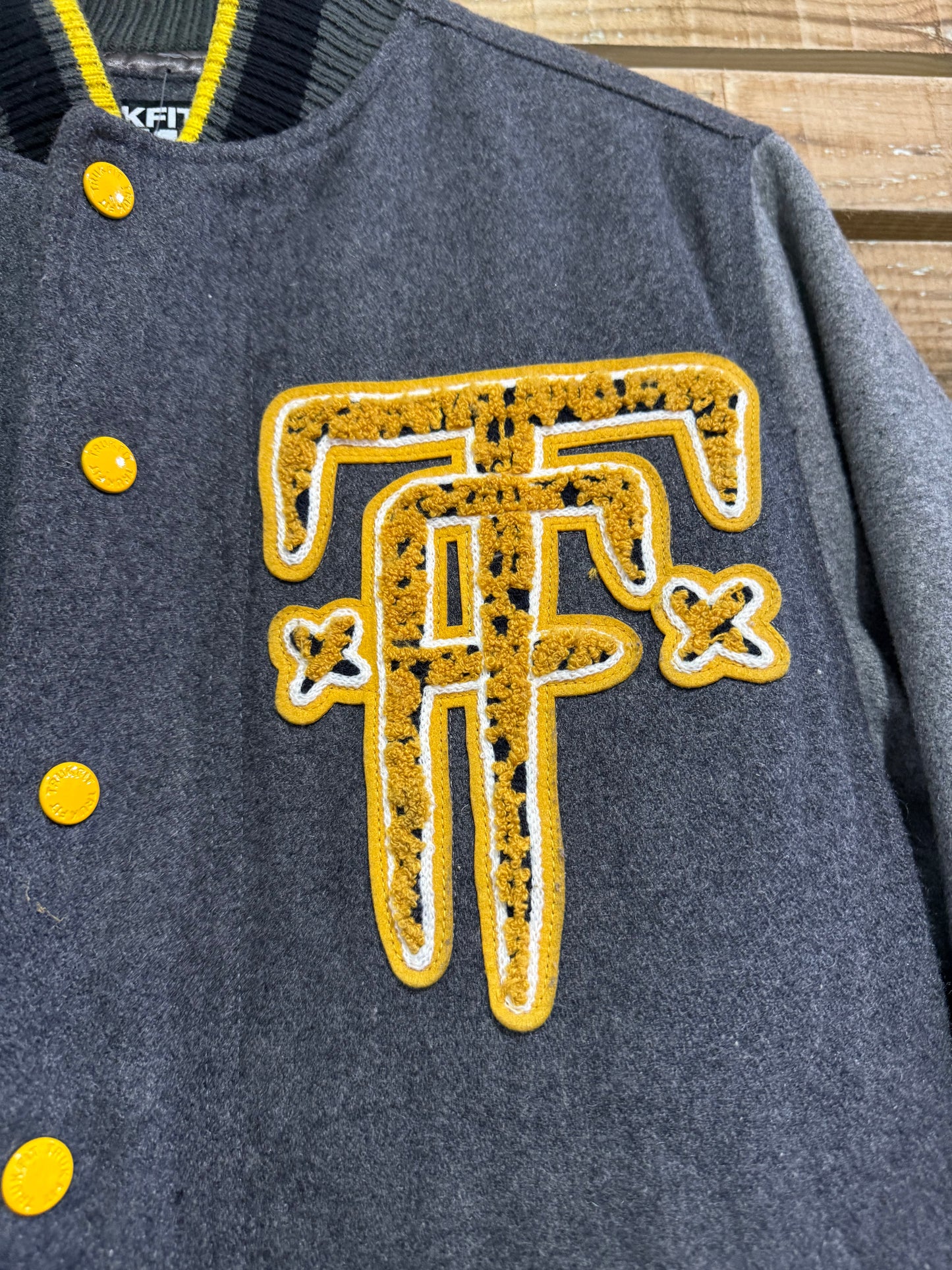 Vintage Y2K RARE Trukfit Mob Varsity Jacket. Size Small. Grey. Lil Wayne, Lil Weezy To The End.