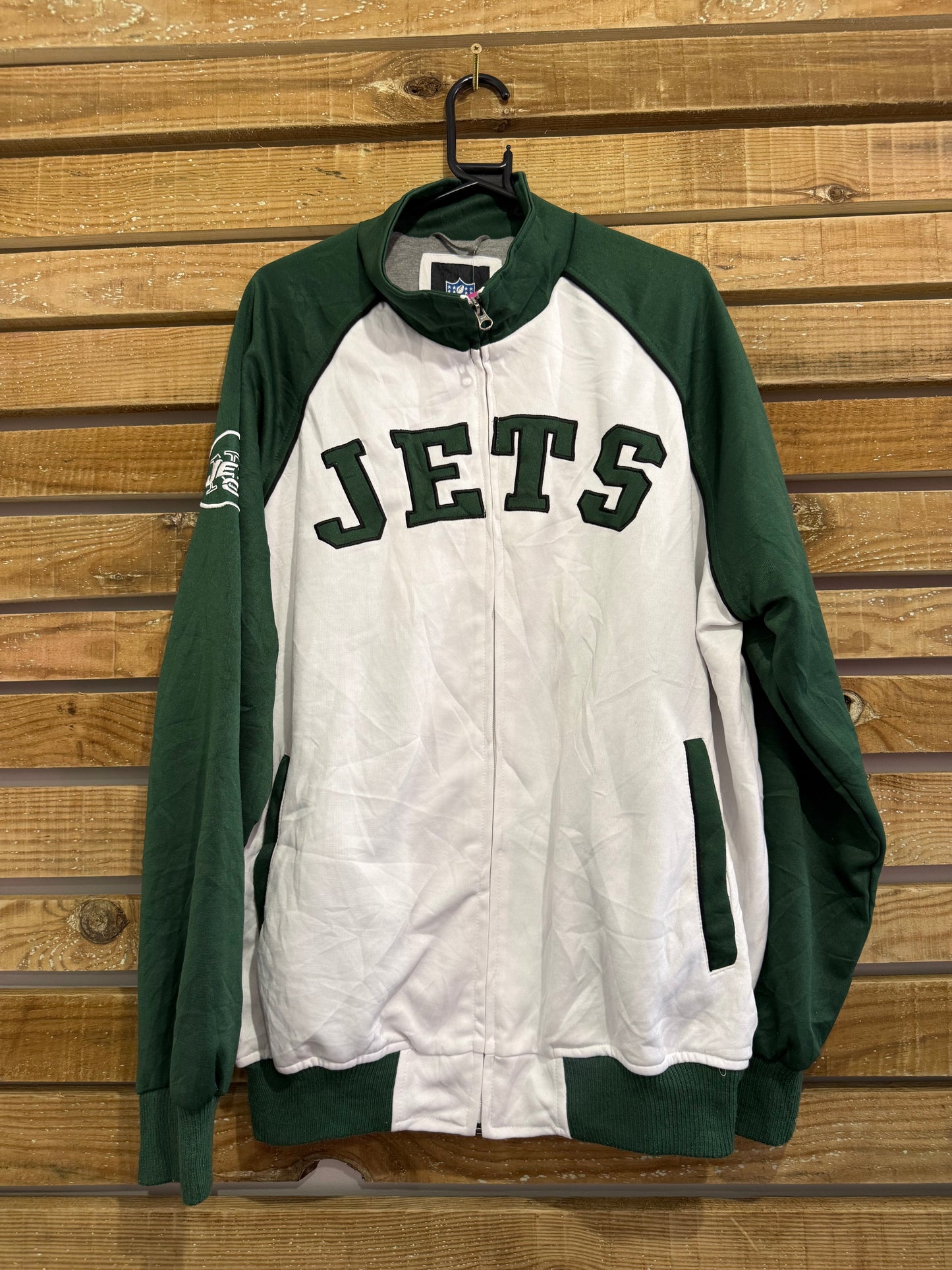 Vintage Y2K The Jets NFL track sports jacket. Size XL. Festival.