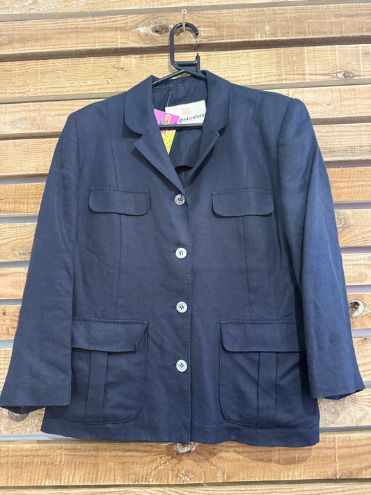 Vintage 80s Aquascutum button up linen jacket. Size 16