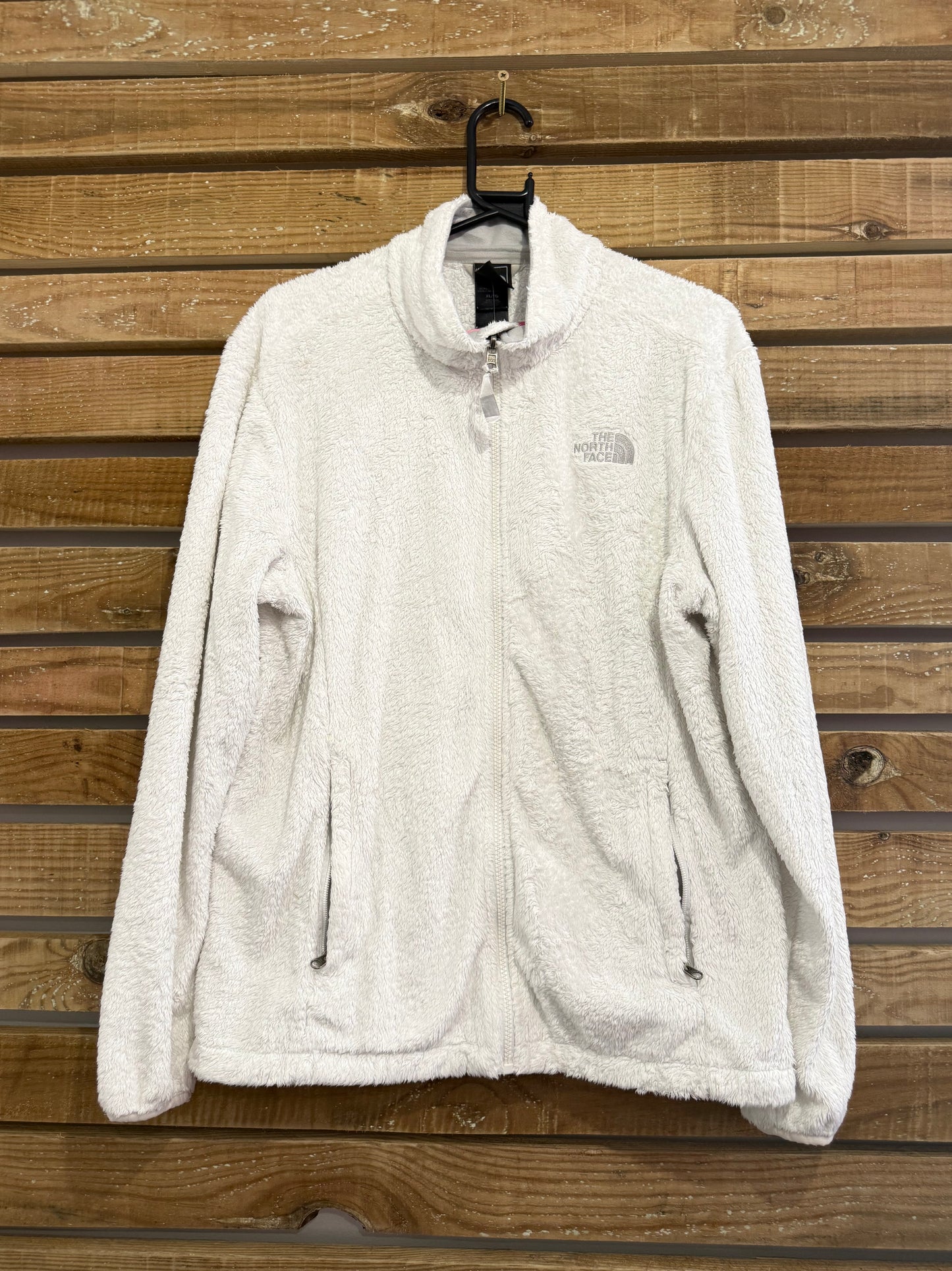 Vintage 90s The North Face teddy Borg fleece Jacket. White. Size XL.