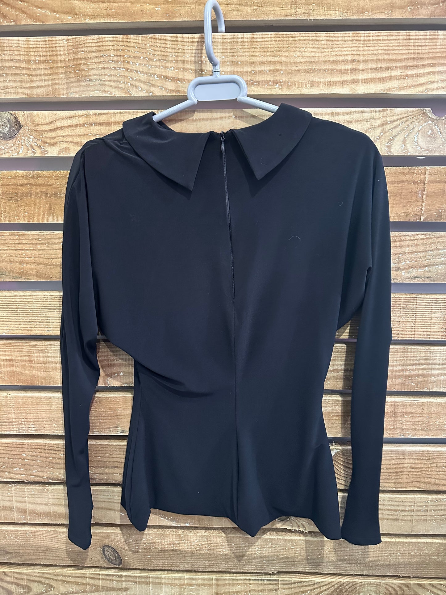 Gail Berry black long sleeved collared top. Goth. Size small.