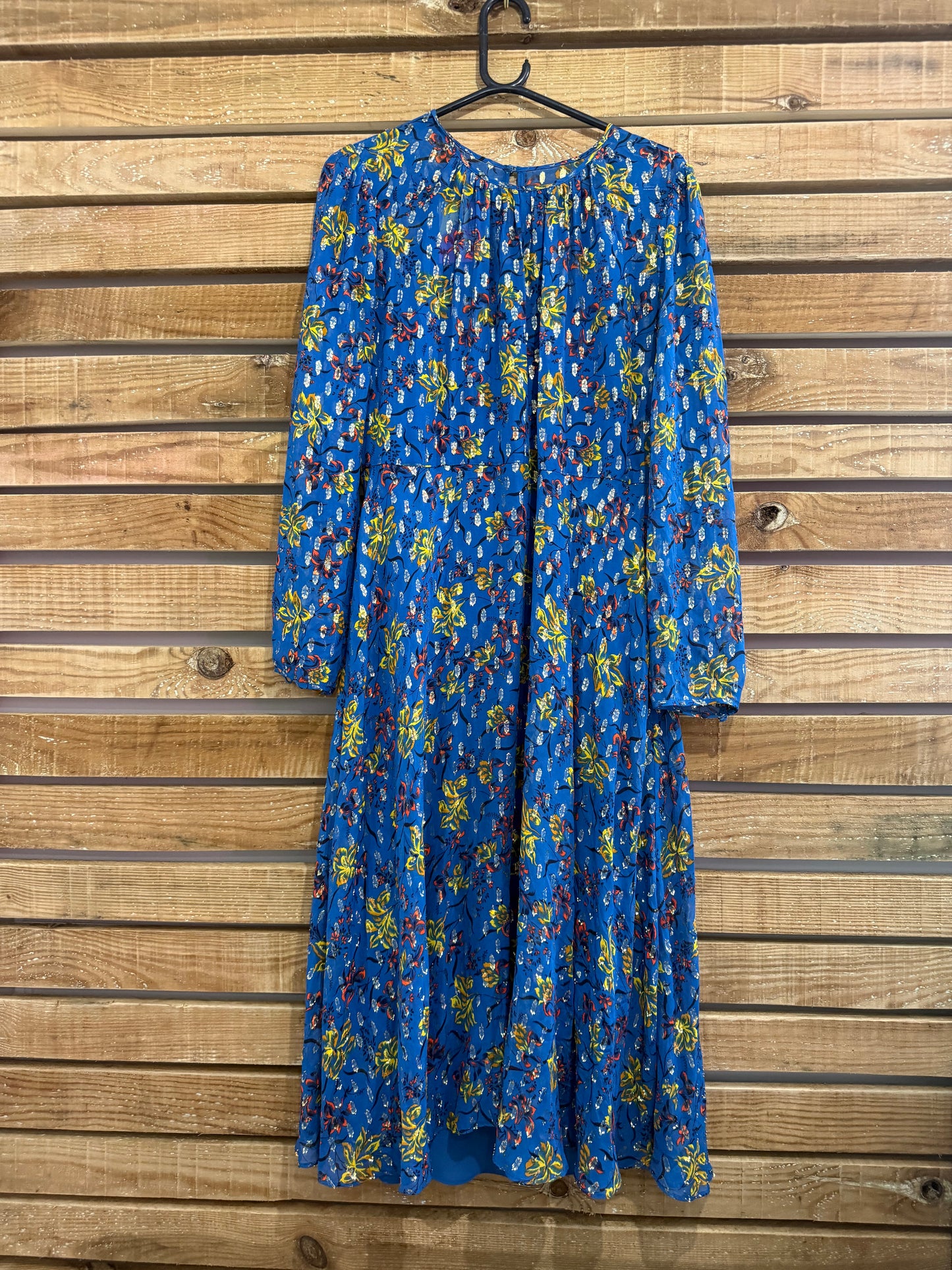 LK Bennett floral glittery Dress. Size UK16. Wedding/Party/Summer