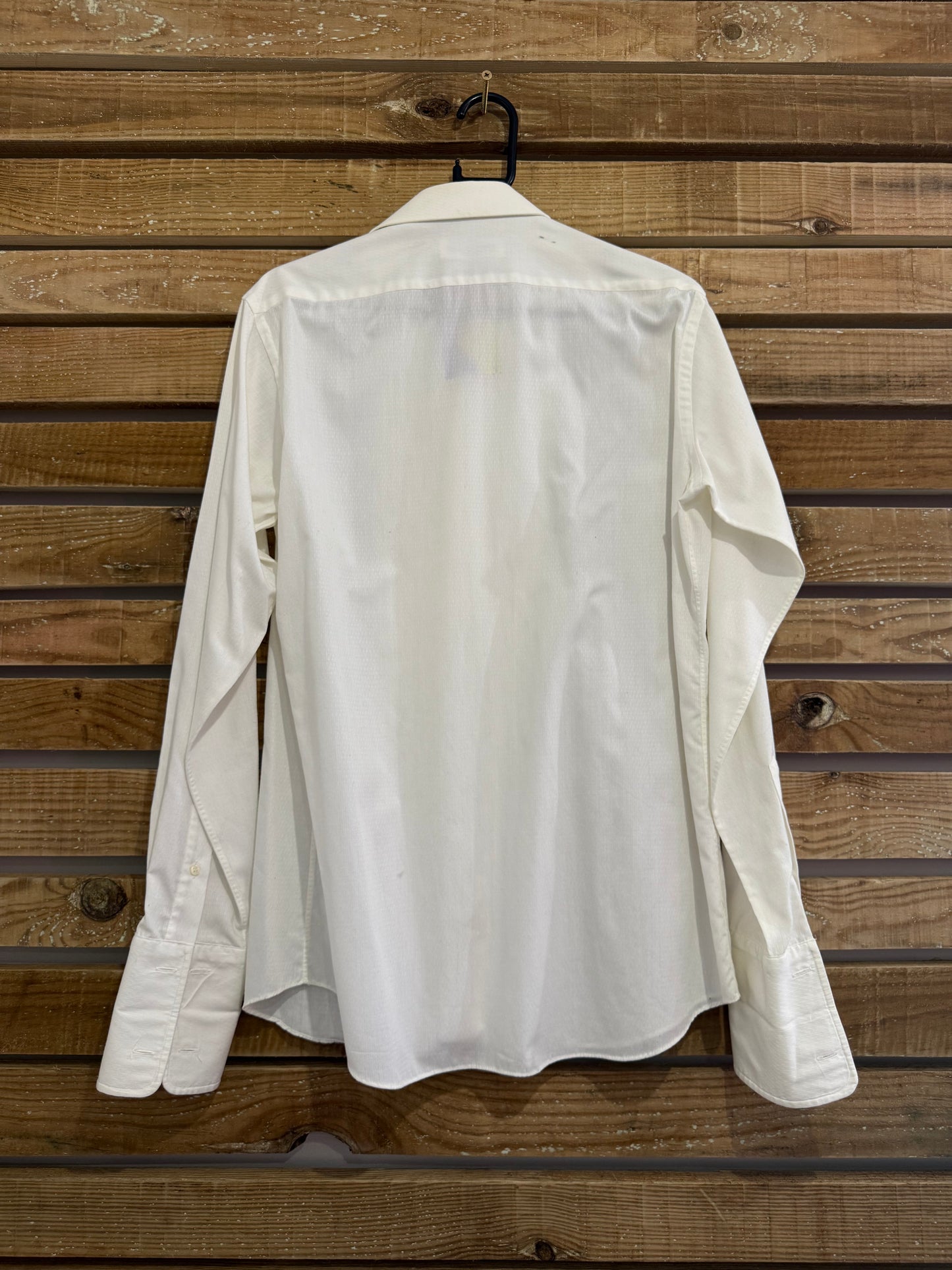 Vintage 80s Christian Dior white pleated dress button up shirt. Size Medium.