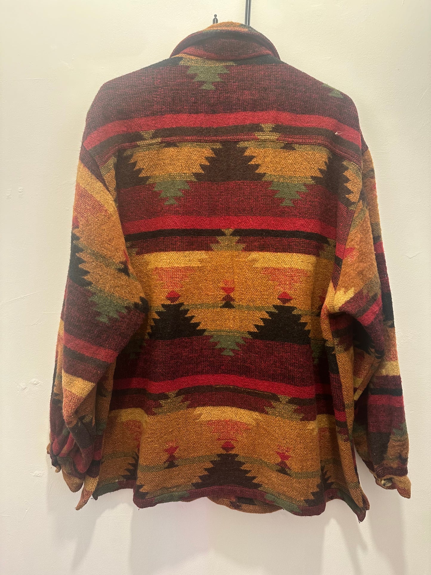 Vintage 90s Aztec wool jacket/ coat. Size Large