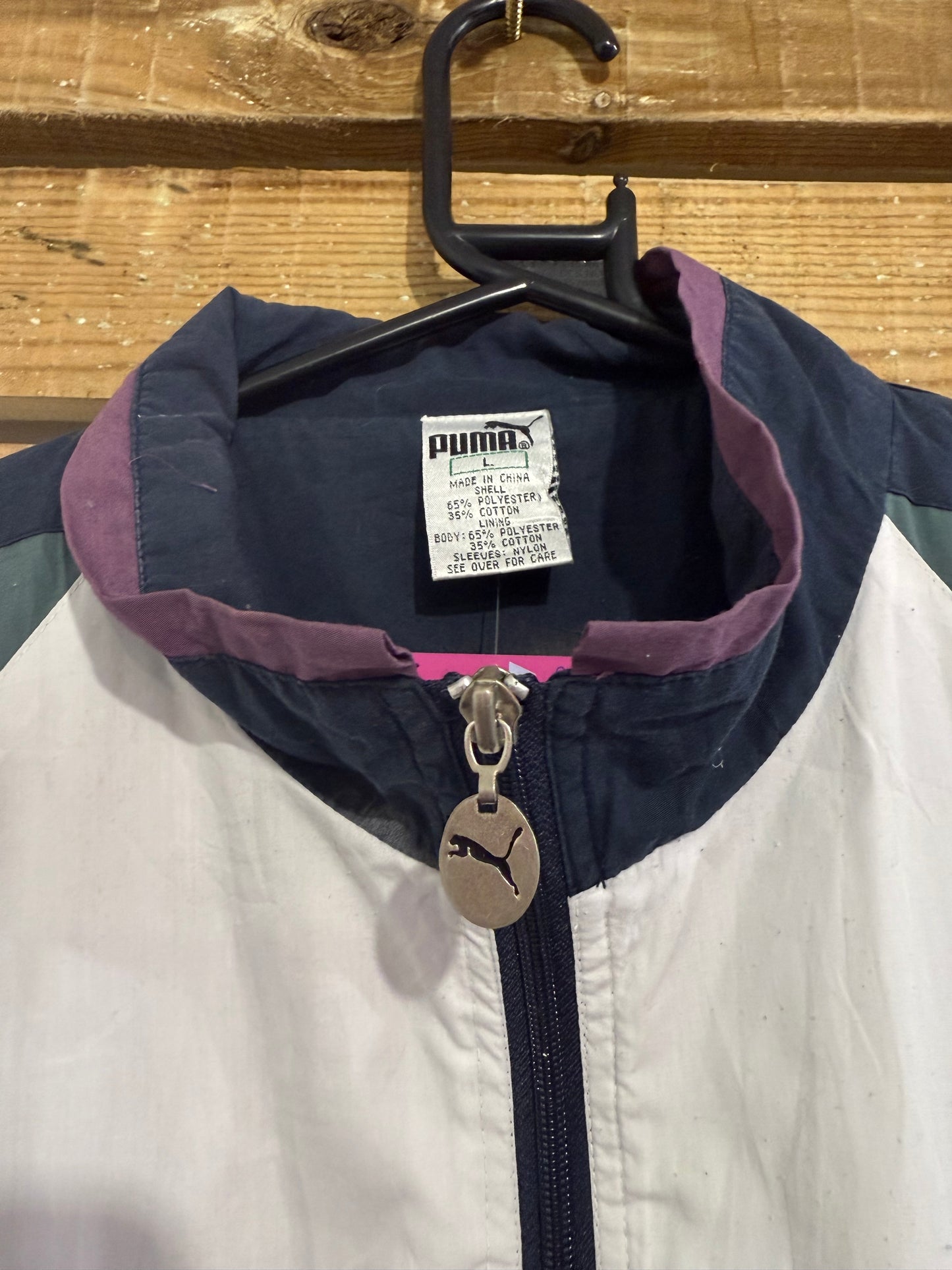Vintage 80s Puma zip up windbreaker/ shell track jacket. Size Large. Festival.